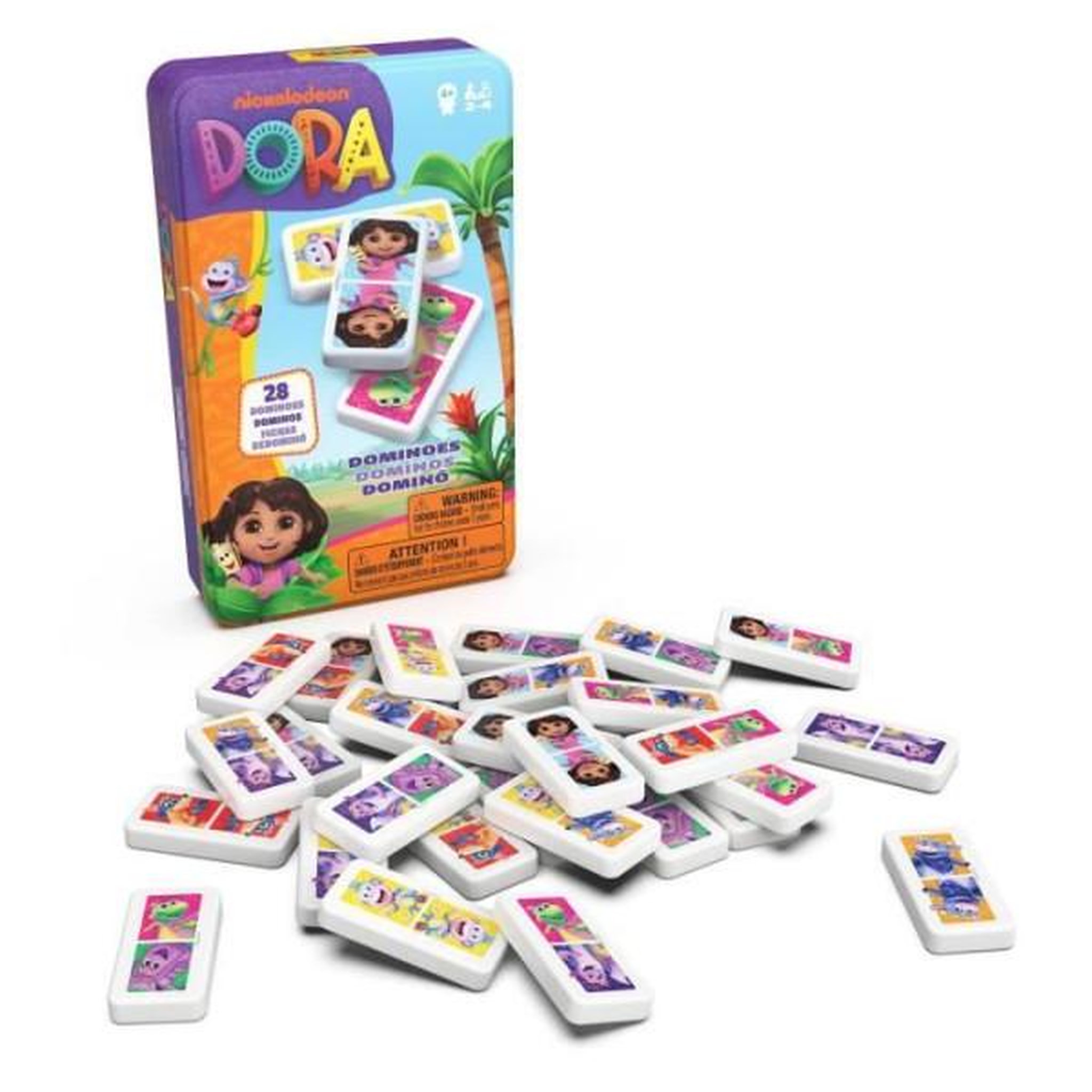 Voir la diapositive 3 : Spin Master Dominos - Boite métal - Dora - Games