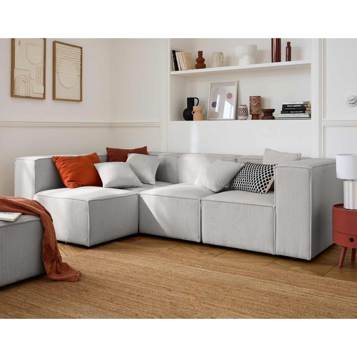 LISA DESIGN Arty - canapé modulable d'angle gauche 4 places - en velours côtelé