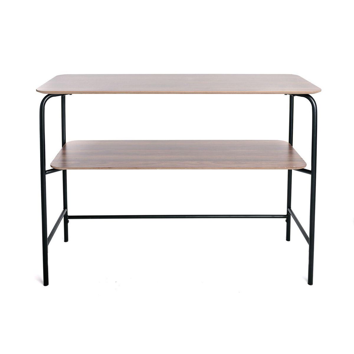 KB8 Console en MDF et Métal 2 étages - L.110 x H.77,5cm - Marron et Noir