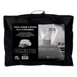 SOLEIL D'OCRE Ensemble couette et parure 5 Pièces BOHEME pour lit en 90x190 cm, par Soleil d'ocre. Coloris disponibles : Beige, Blanc, Gris, Bleu, Noir, Vert, Rouge