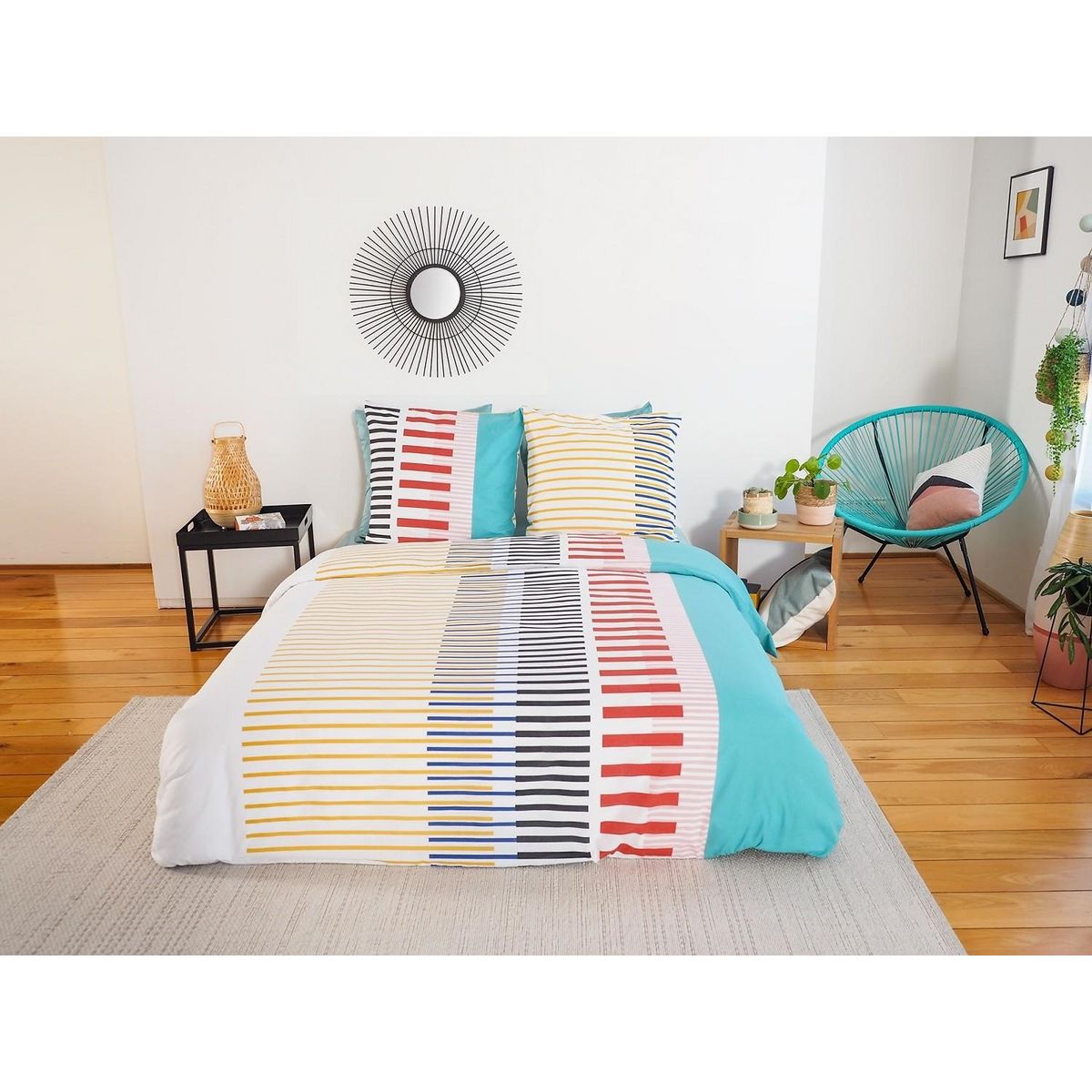 Home collection Parure housse de couette 3pcs 240x220 polycoton 51 fils - chris