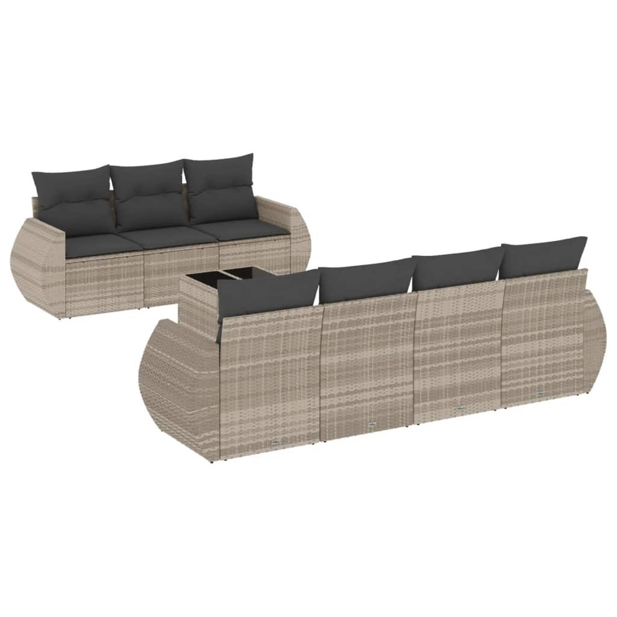 Voir la diapositive 2 : VIDAXL Salon de jardin 8 pcs avec coussins gris clair resine tressee