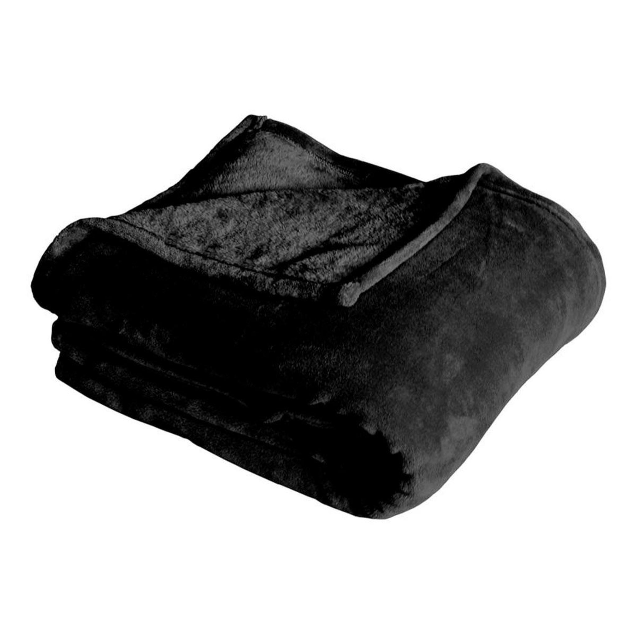 ENJOY HOME Plaid polaire uni  coral fleece  125x150cm noir