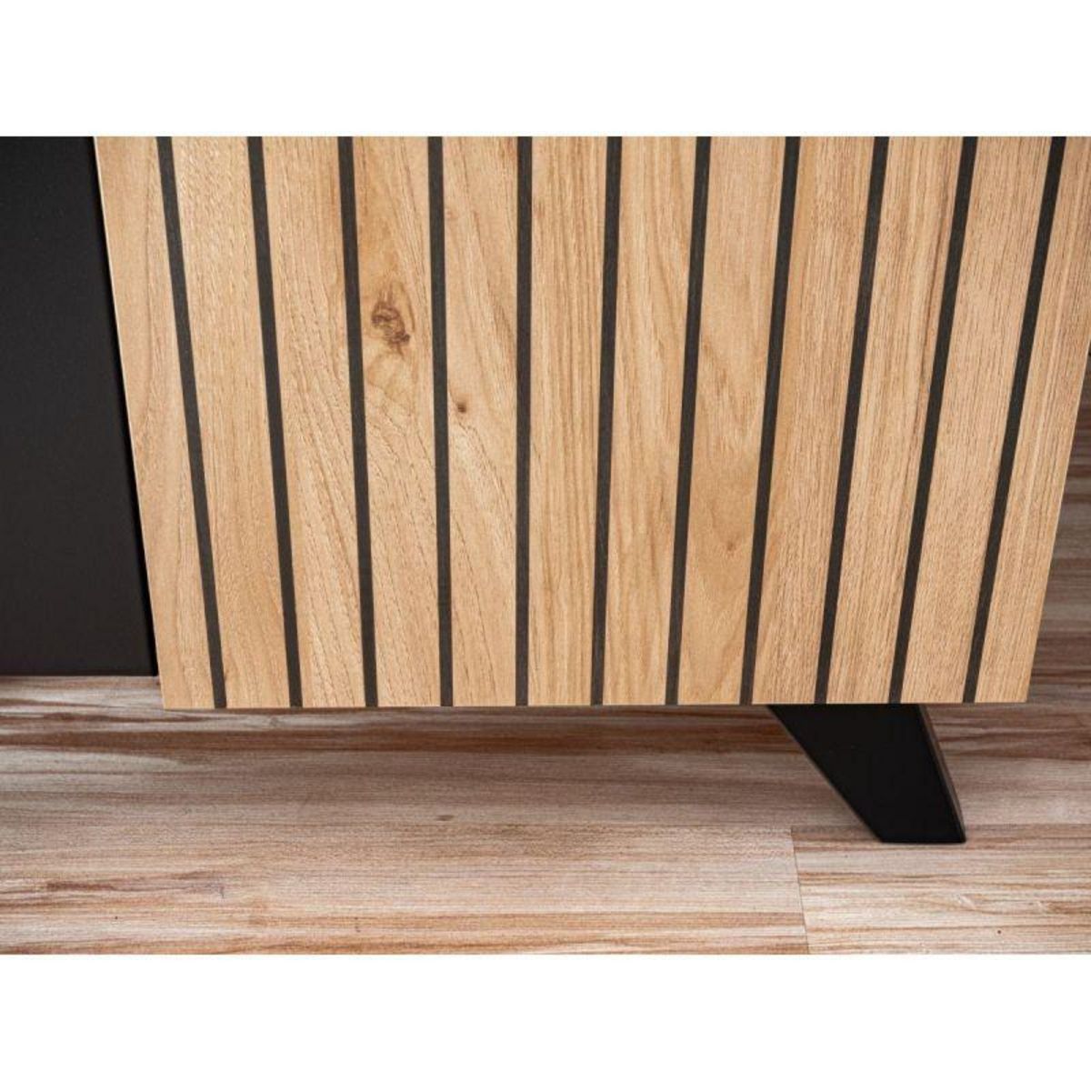 Paris Prix Buffet 4 Portes Design  Liam  160cm Naturel & Noir