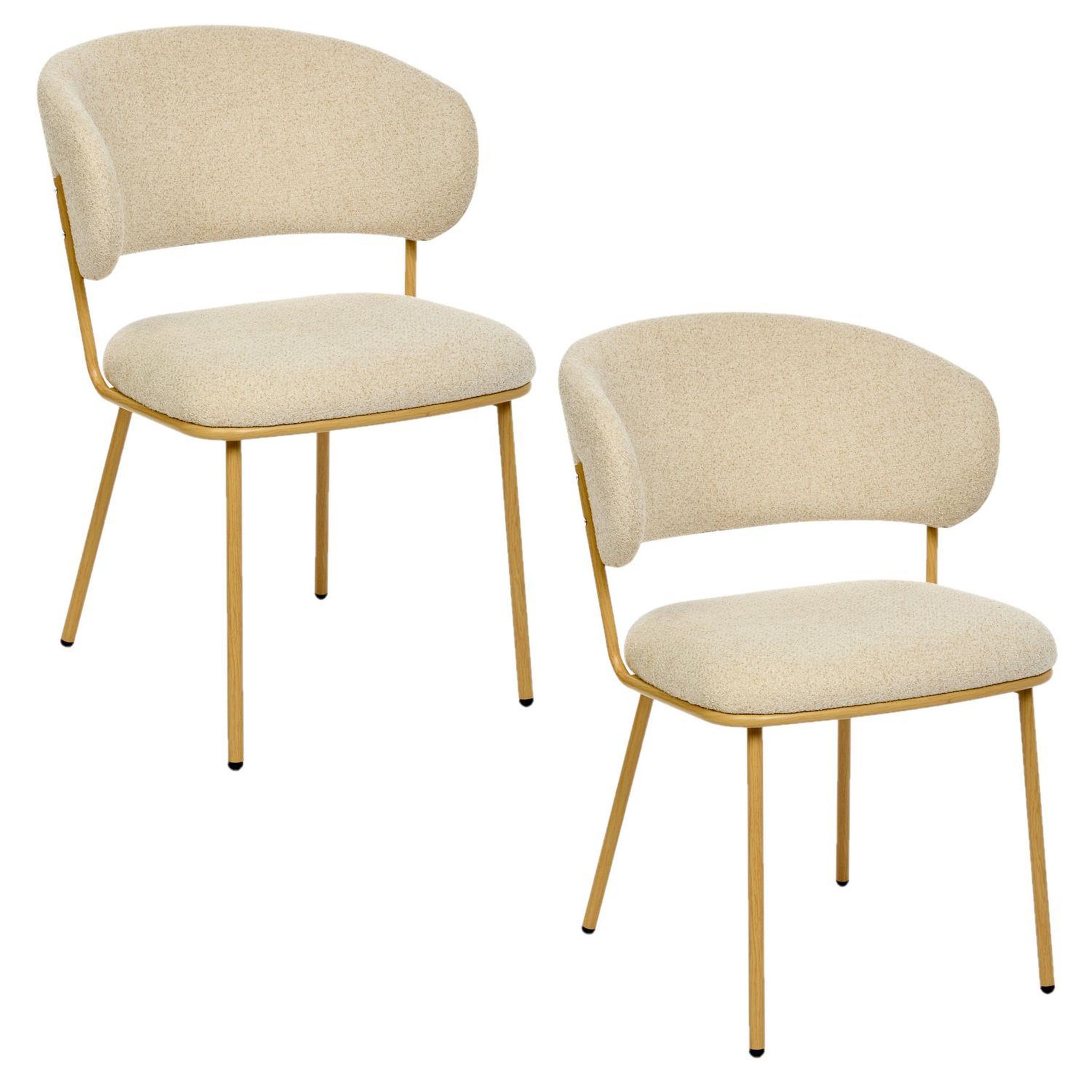 Voir la diapositive 1 : TOILINUX Lot de 2 chaises en tissu chenille et pieds métal alba