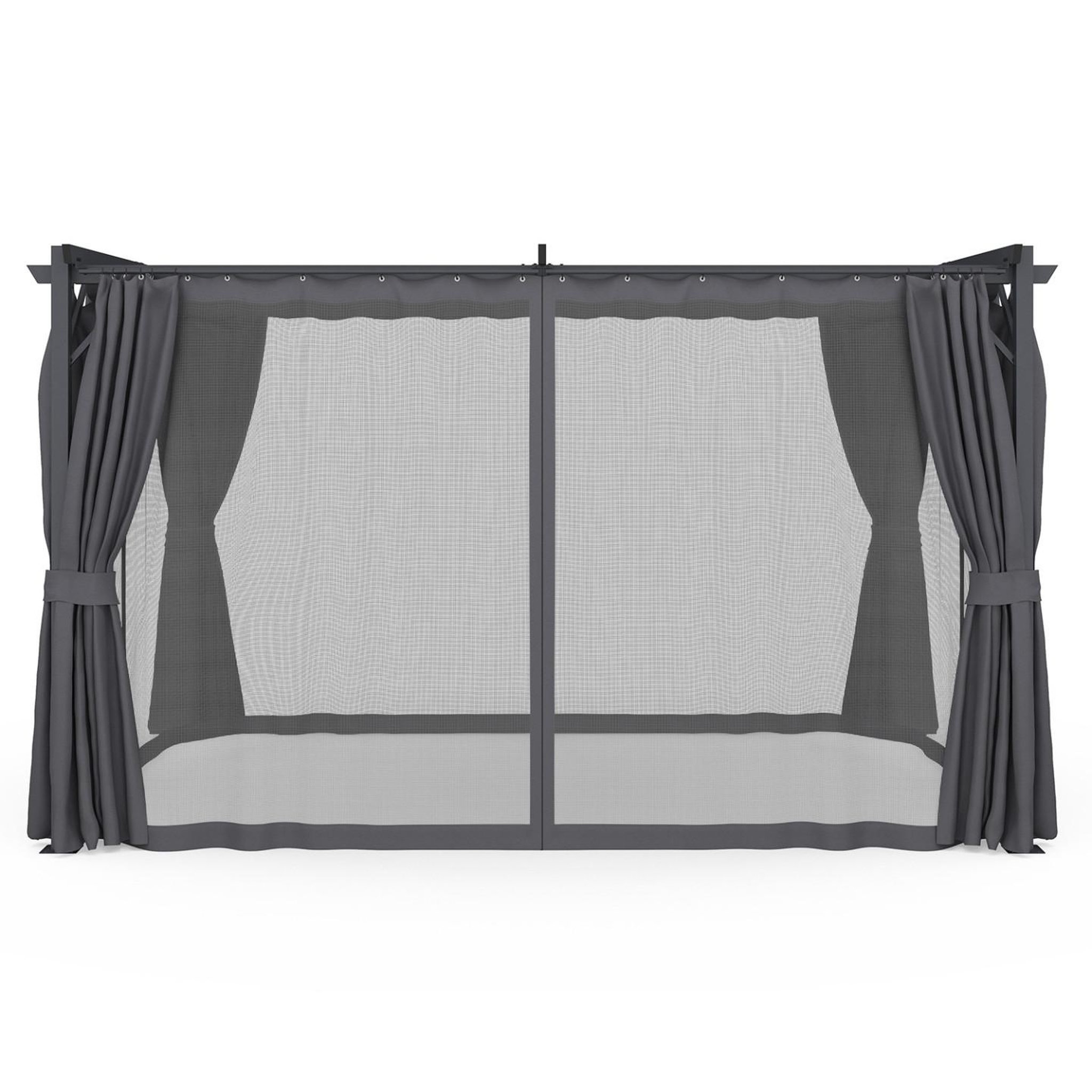 Voir la diapositive 5 : ID MARKET Pergola édition intégrale moustiquaire toit rétractable 3x4m et 4 rideaux gris