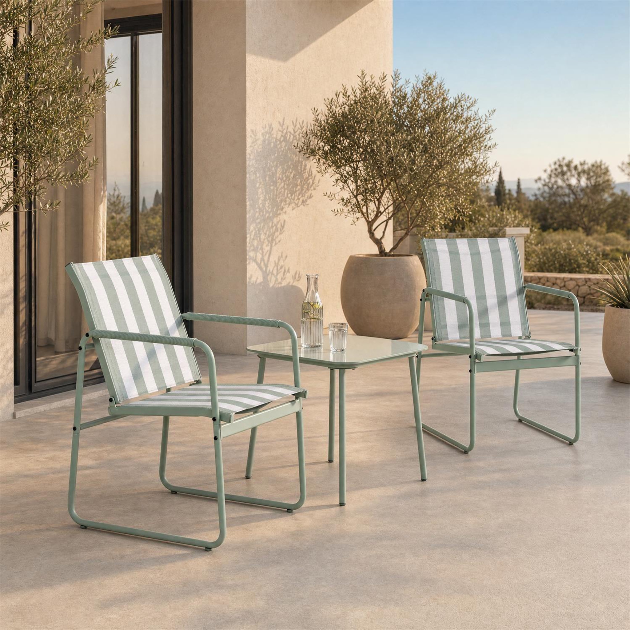 Voir la diapositive 2 : The Home Deco Factory Salon de jardin en acier 2 places nice - vert