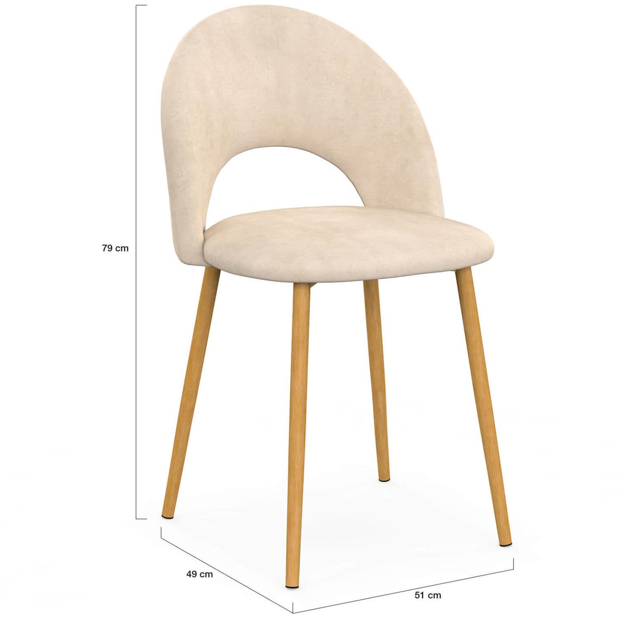 Voir la diapositive 5 : ID MARKET Lot de 4 chaises mado en velours beige pour salle à manger