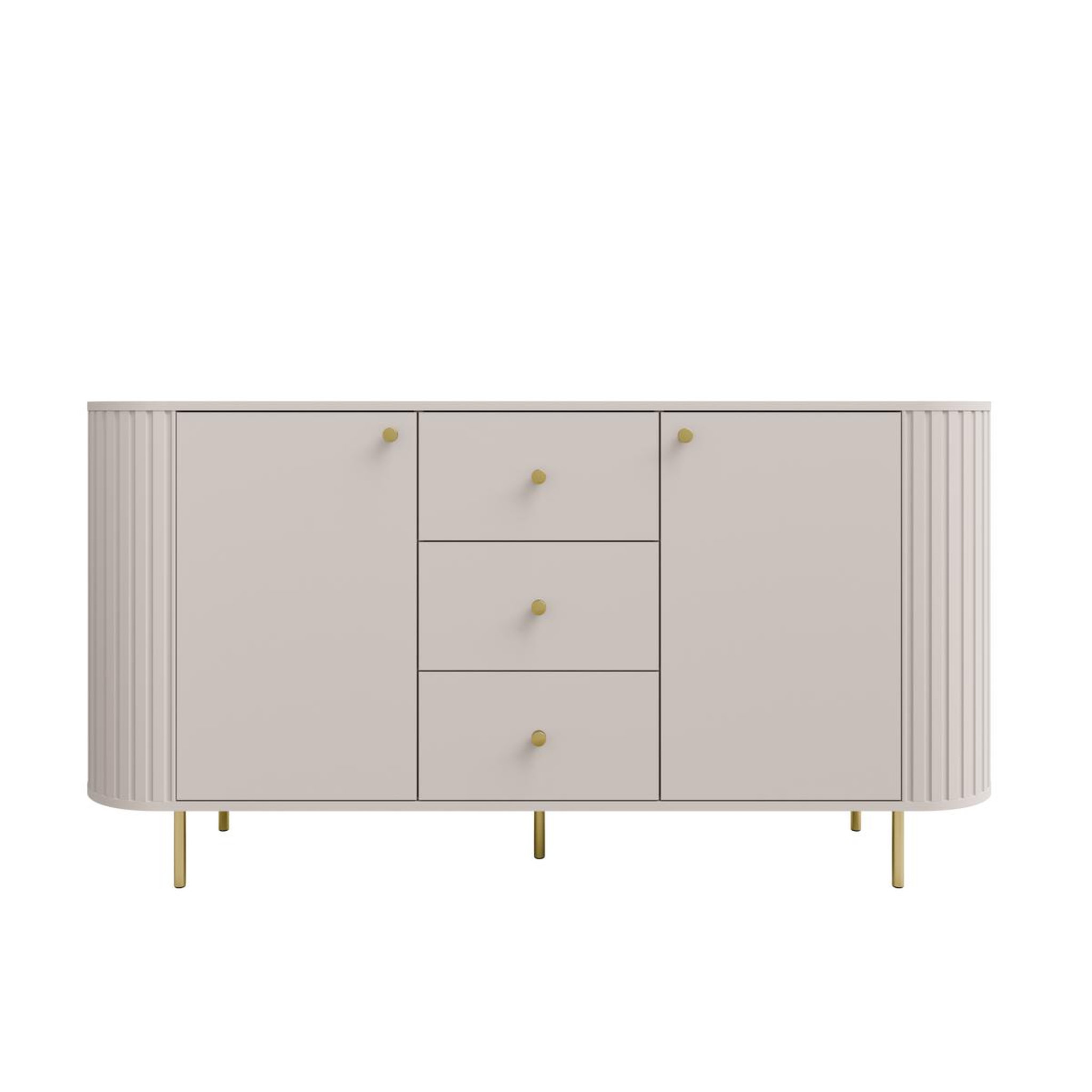 JLC KREATION Buffet bas arrondi beige cachemire avec tiroirs 165cm lilio
