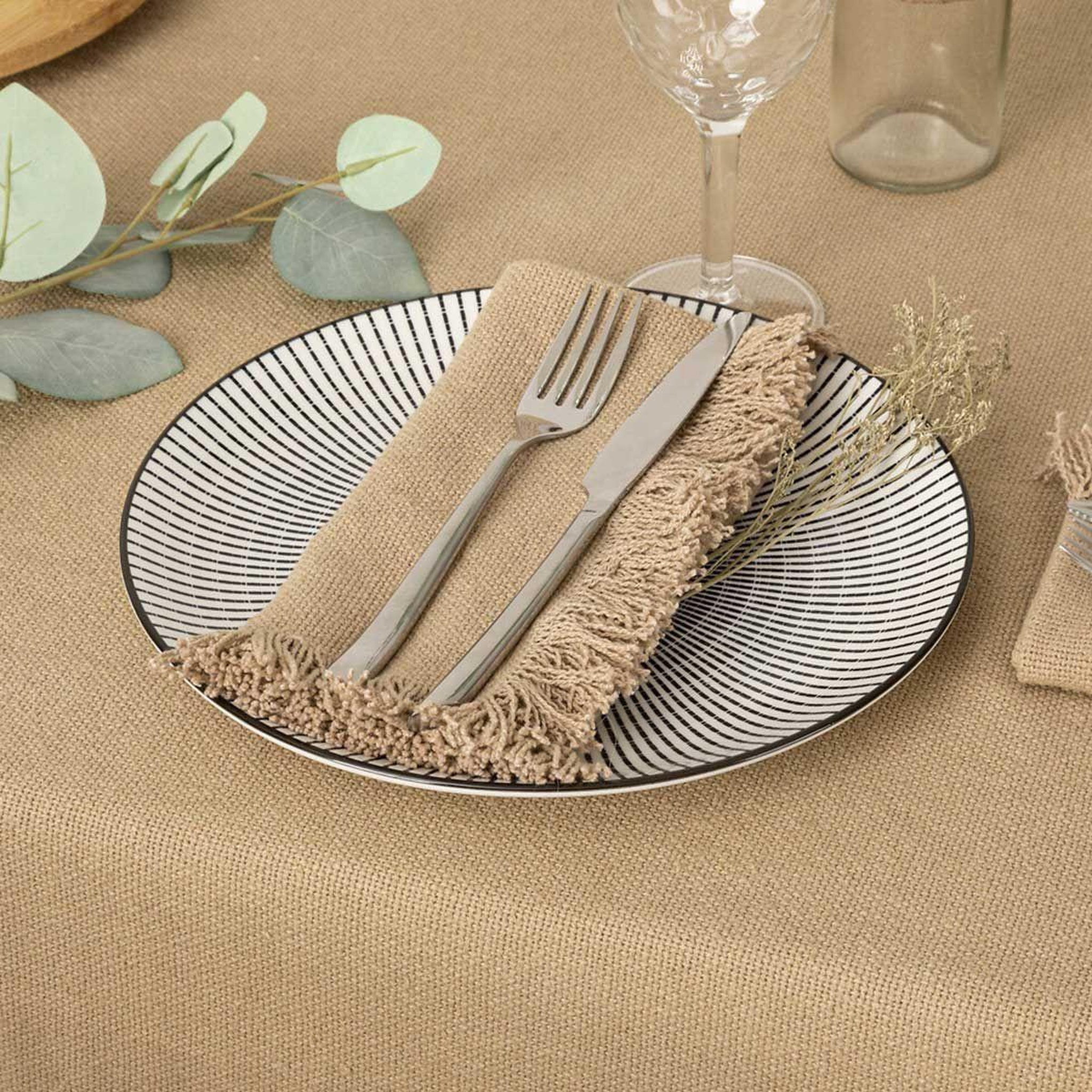 Voir la diapositive 2 : ATMOSPHERA Lot de 2 serviettes de table  maha  40x40cm beige