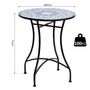 Voir la diapositive 3 : OUTSUNNY Table ronde style fer forgé bistro plateau mosaïque motif fleur métal époxy anticorrosion noir céramique