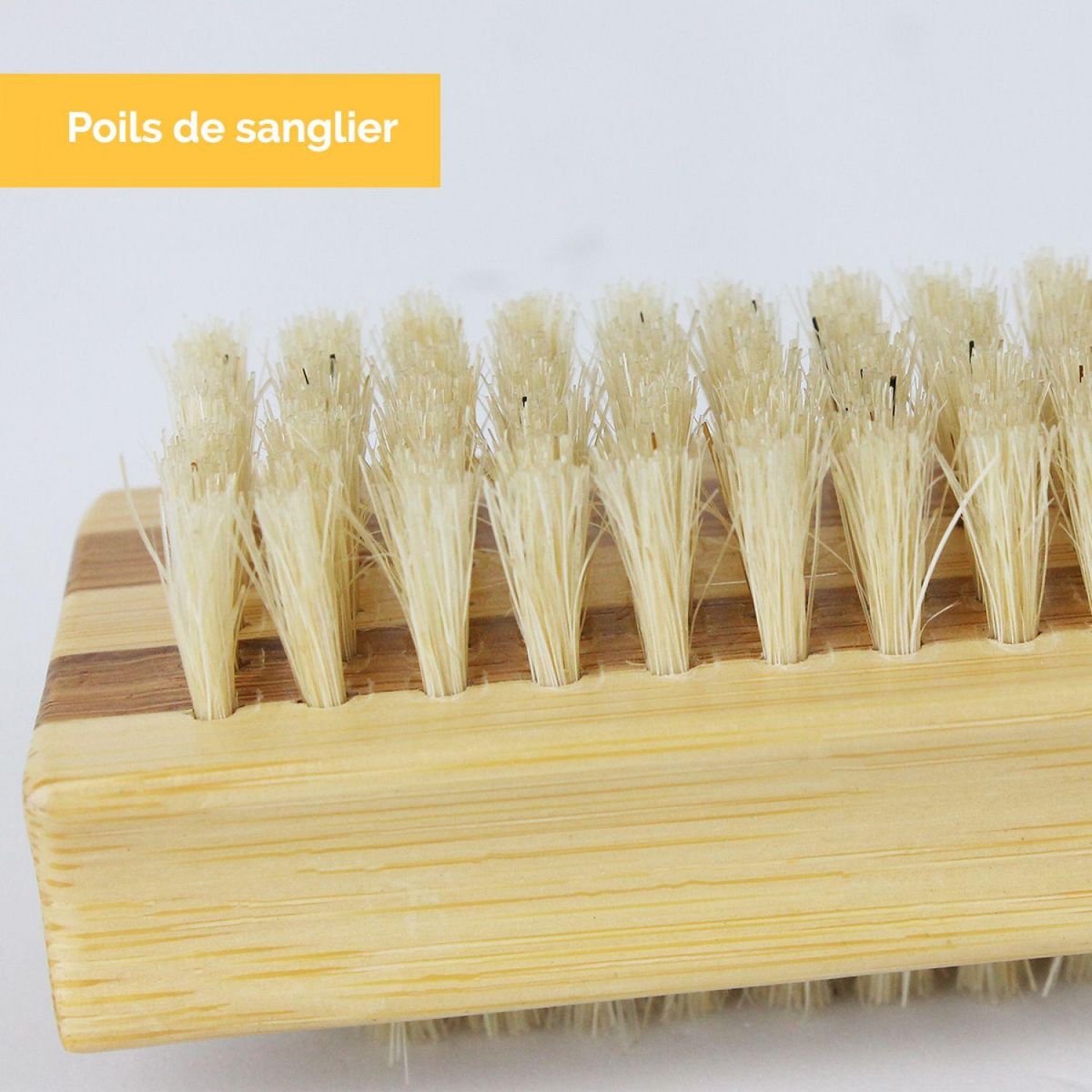 VIVEZEN Lot de 2 brosses à ongles 10 cm double face en bambou et poils de sanglier