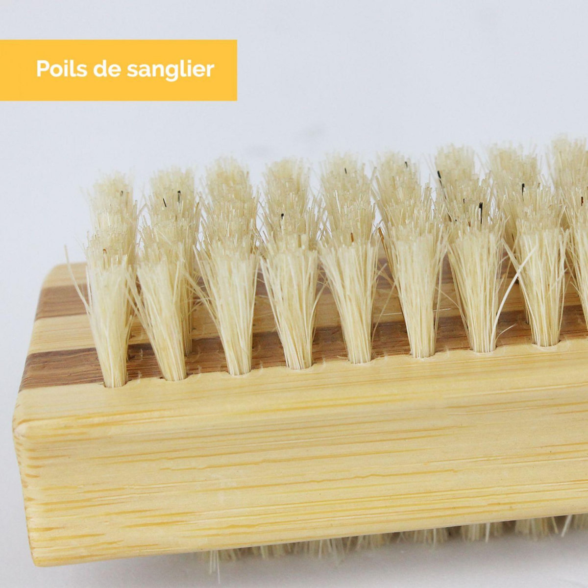 VIVEZEN Lot de 2 brosses à ongles 10 cm double face en bambou et poils de sanglier