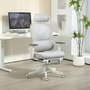 Voir la diapositive 2 : HOMCOM Chaise de bureau ergonomique inclinable support lombaires repose-pied blanc gris