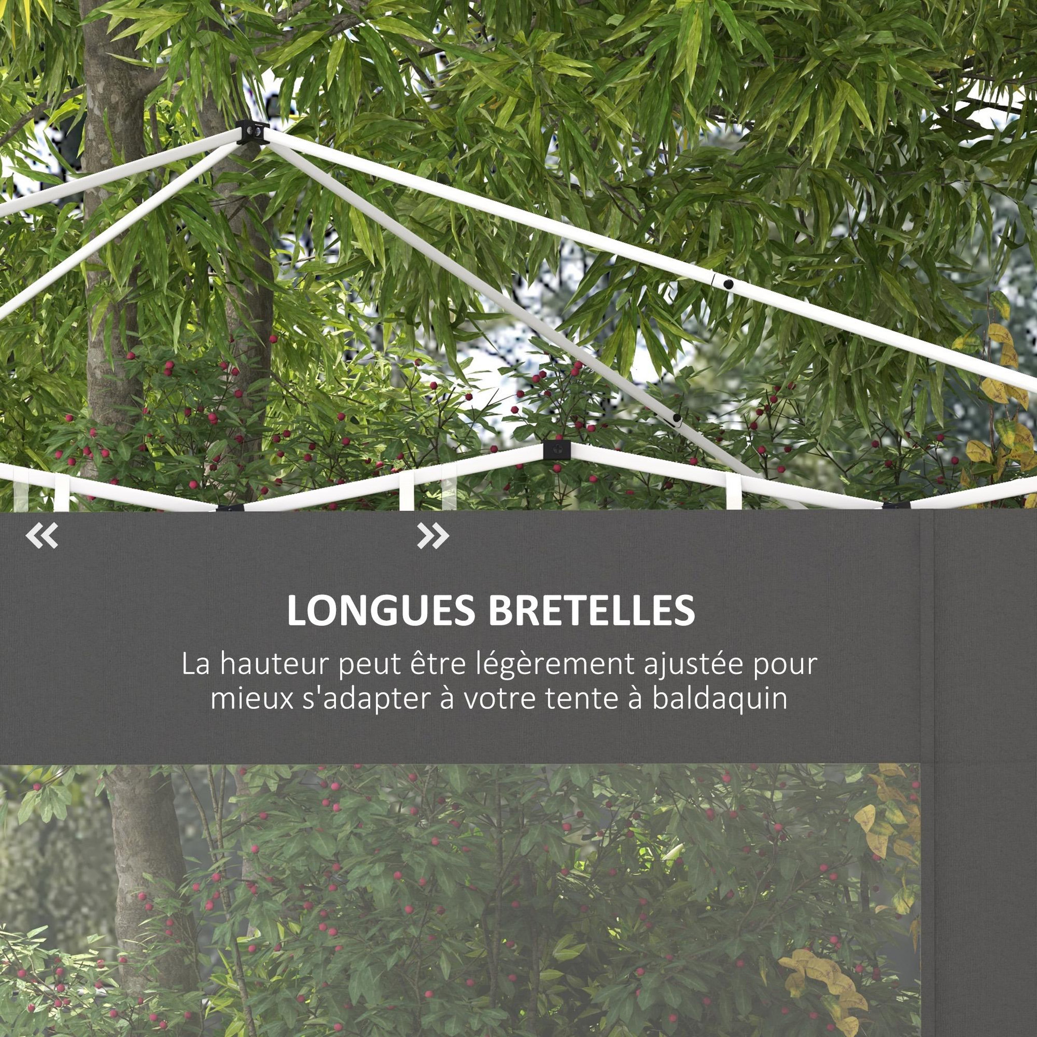 Voir la diapositive 6 : OUTSUNNY Lot de 2 panneaux latéraux barnum tonnelle 6x3 m ou 3x3 m oxford gris