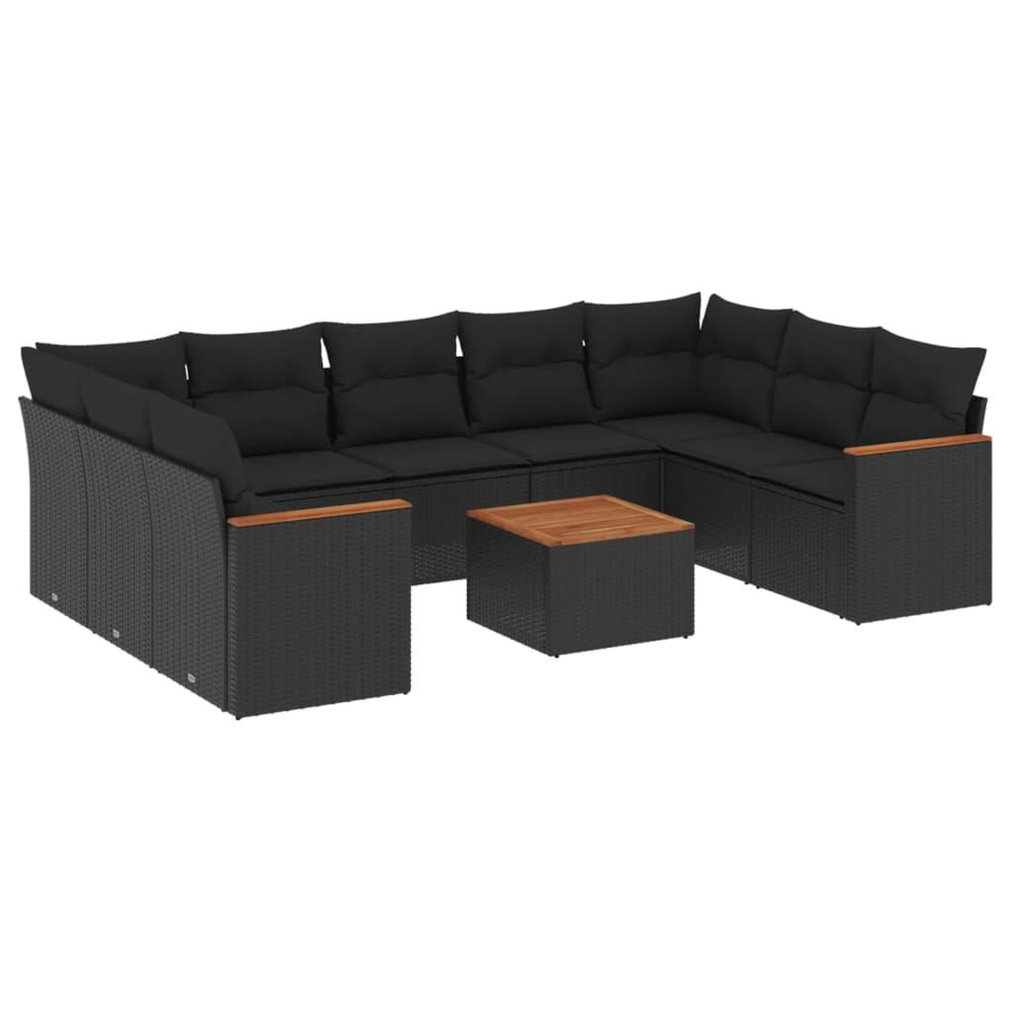 Voir la diapositive 2 : VIDAXL Salon de jardin 10 pcs avec coussins noir resine tressee