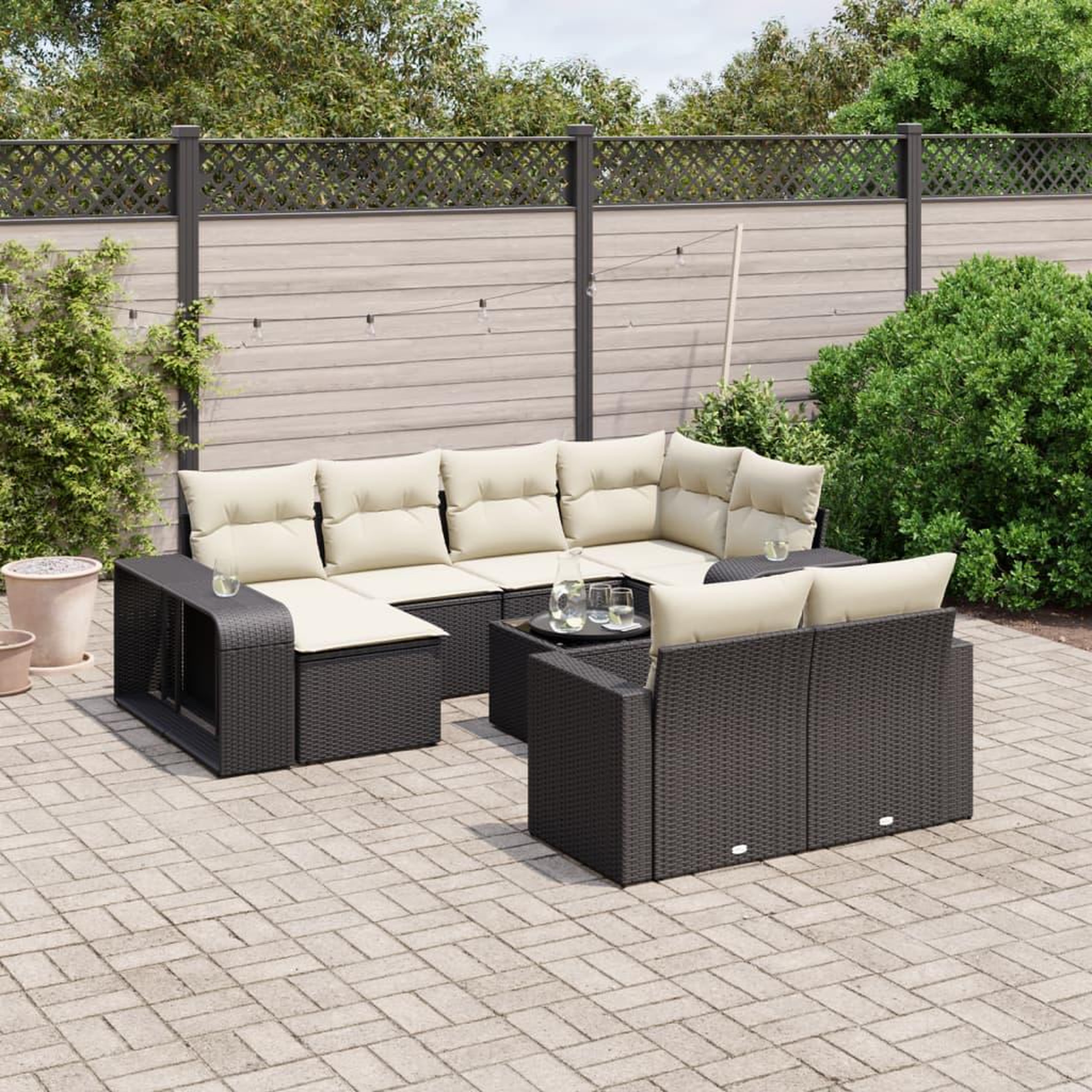VIDAXL Salon de jardin 11 pcs avec coussins noir resine tressee