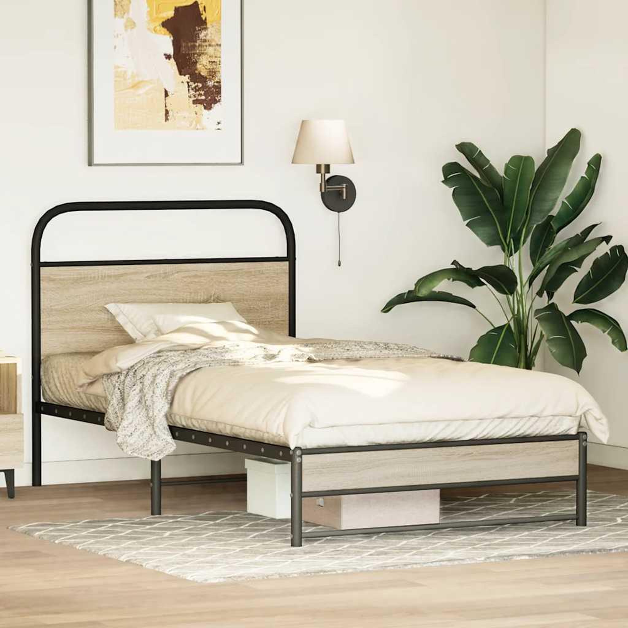 Voir la diapositive 4 : VIDAXL Cadre de lit sans matelas 100x190 cm chene fume bois ingenierie