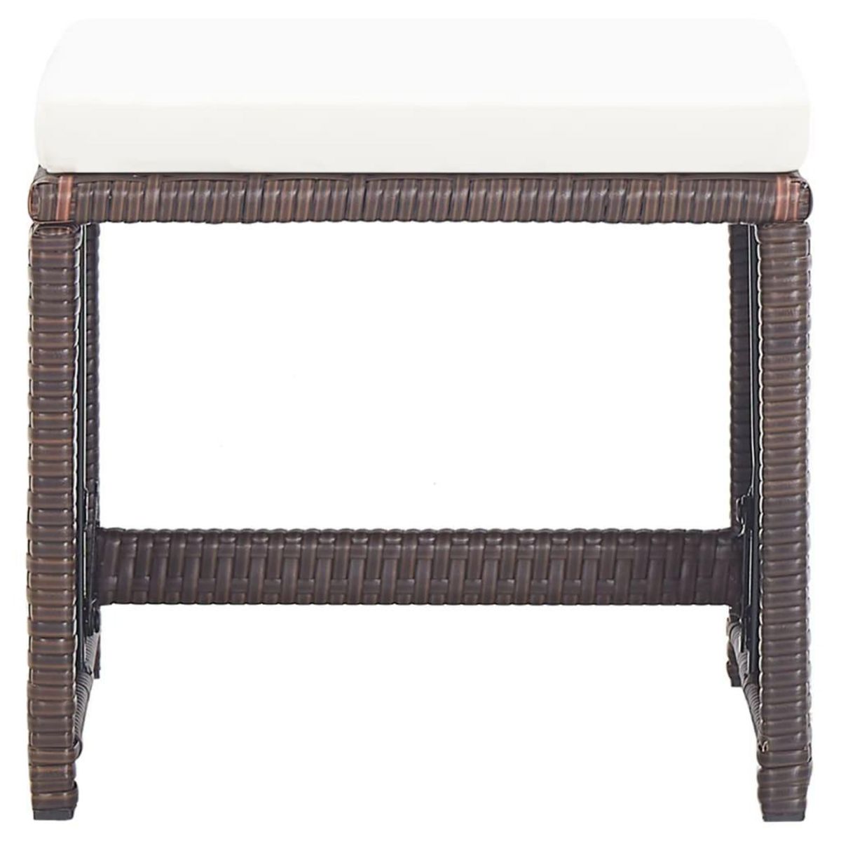 VIDAXL Tabourets de jardin lot de 4 et coussins Resine tressee Marron