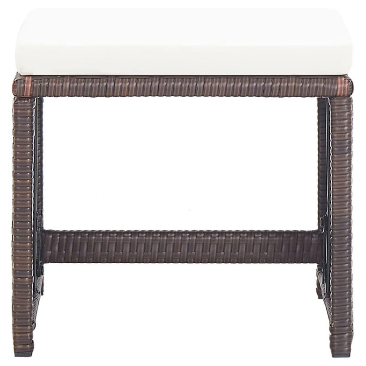 VIDAXL Tabourets de jardin lot de 4 et coussins Resine tressee Marron