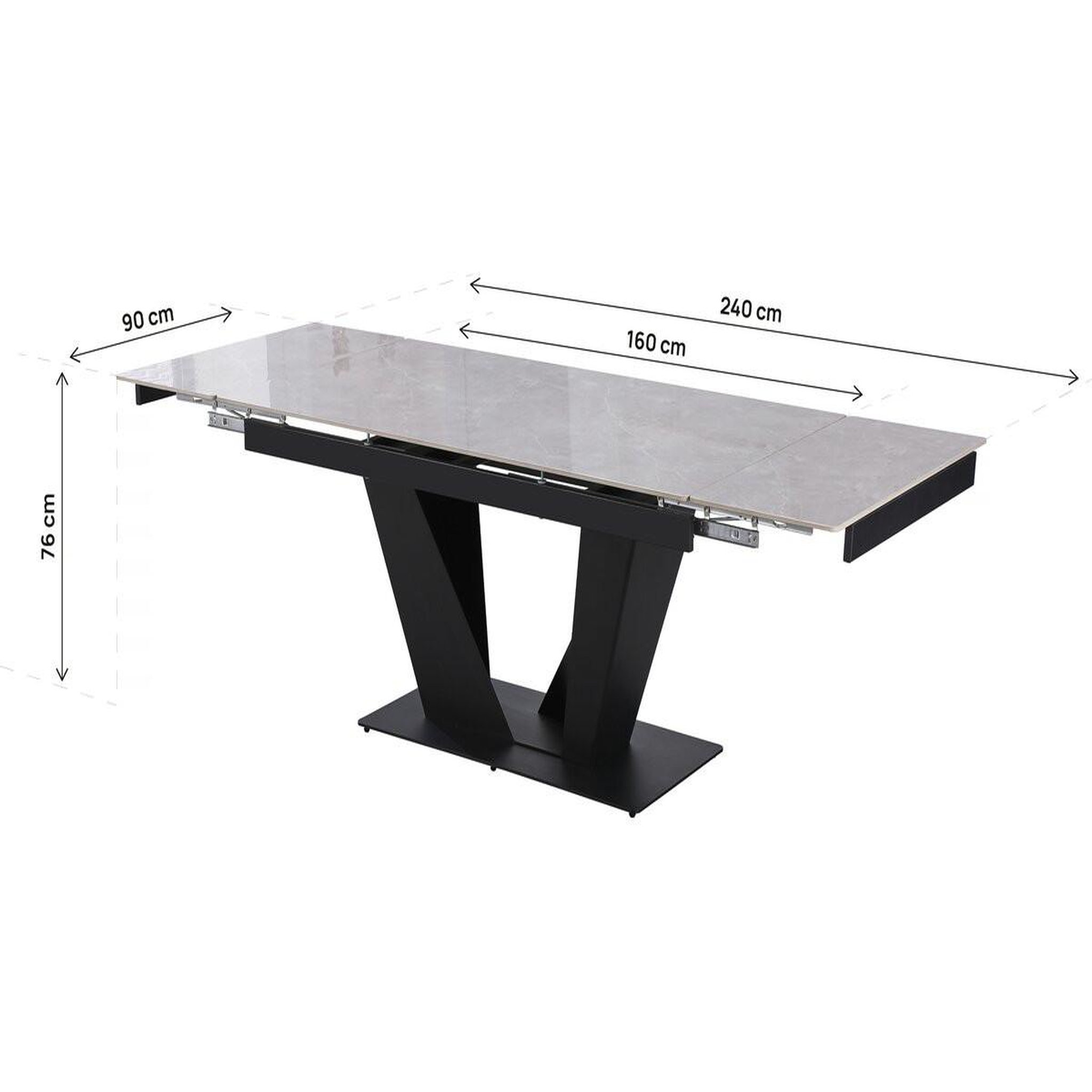 Voir la diapositive 4 : Habitat et Jardin Table à manger extensible en céramique - 160/240 cm - 6 à 10 personnes  Nova  - Gris marbré