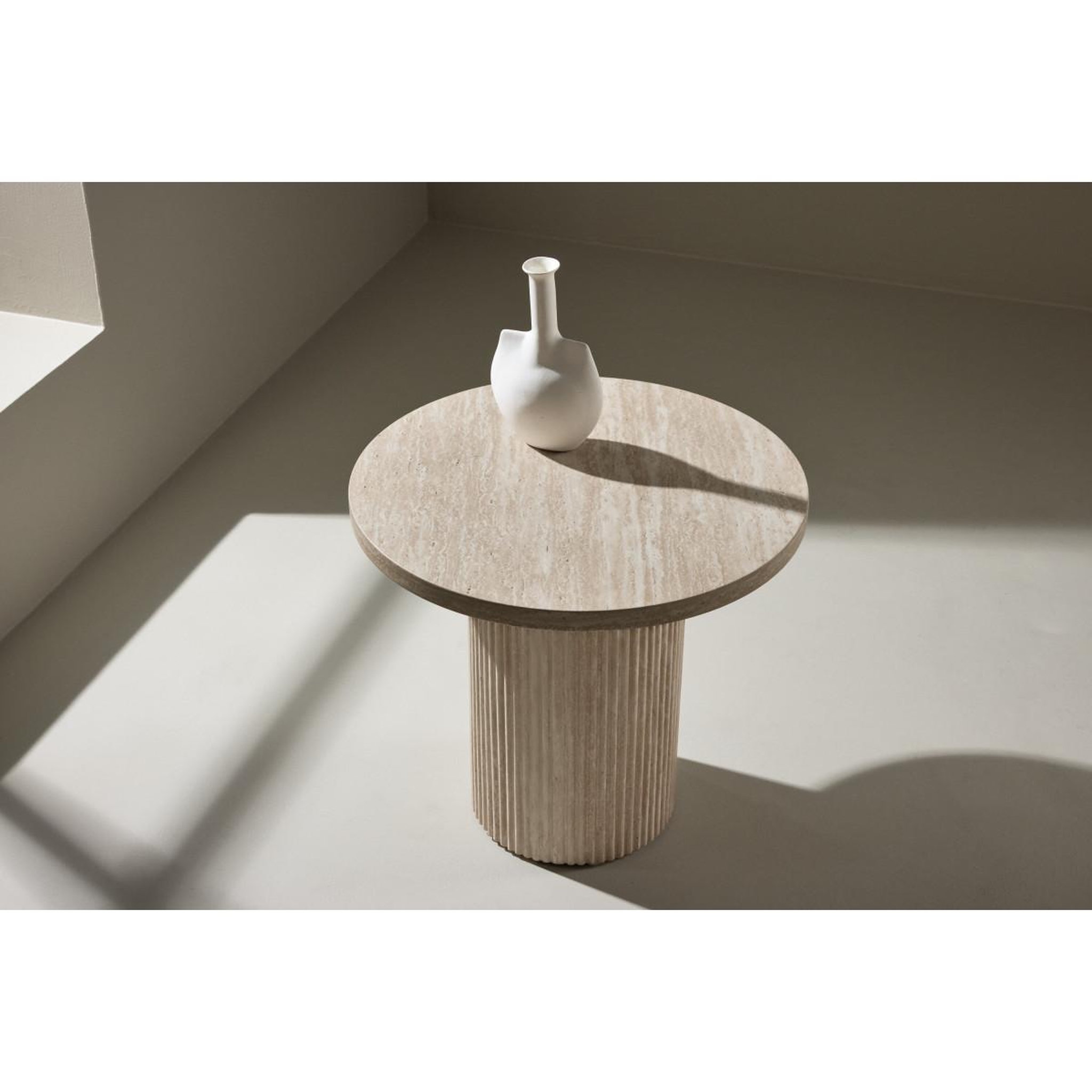 Voir la diapositive 3 : Paris Prix Table d'appoint effet travertin  haron  50cm beige