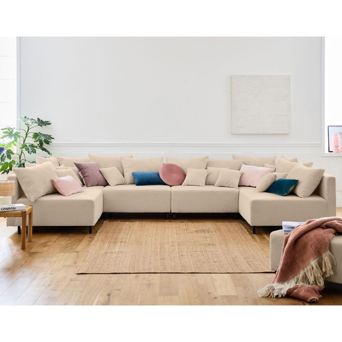 LISA DESIGN Edinburg - canapé modulable panoramique 6 places - en velours côtelé