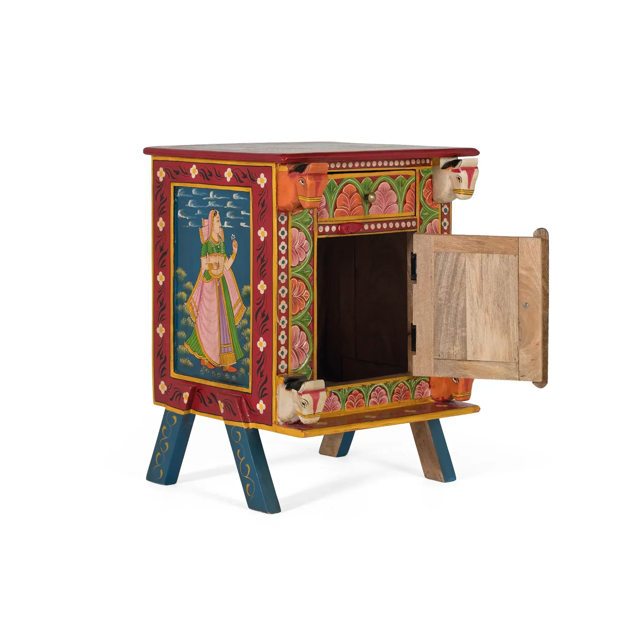 Voir la diapositive 4 : GINER Y COLOMER SL Table de chevet en bois de manguier 43 cm style ethnique