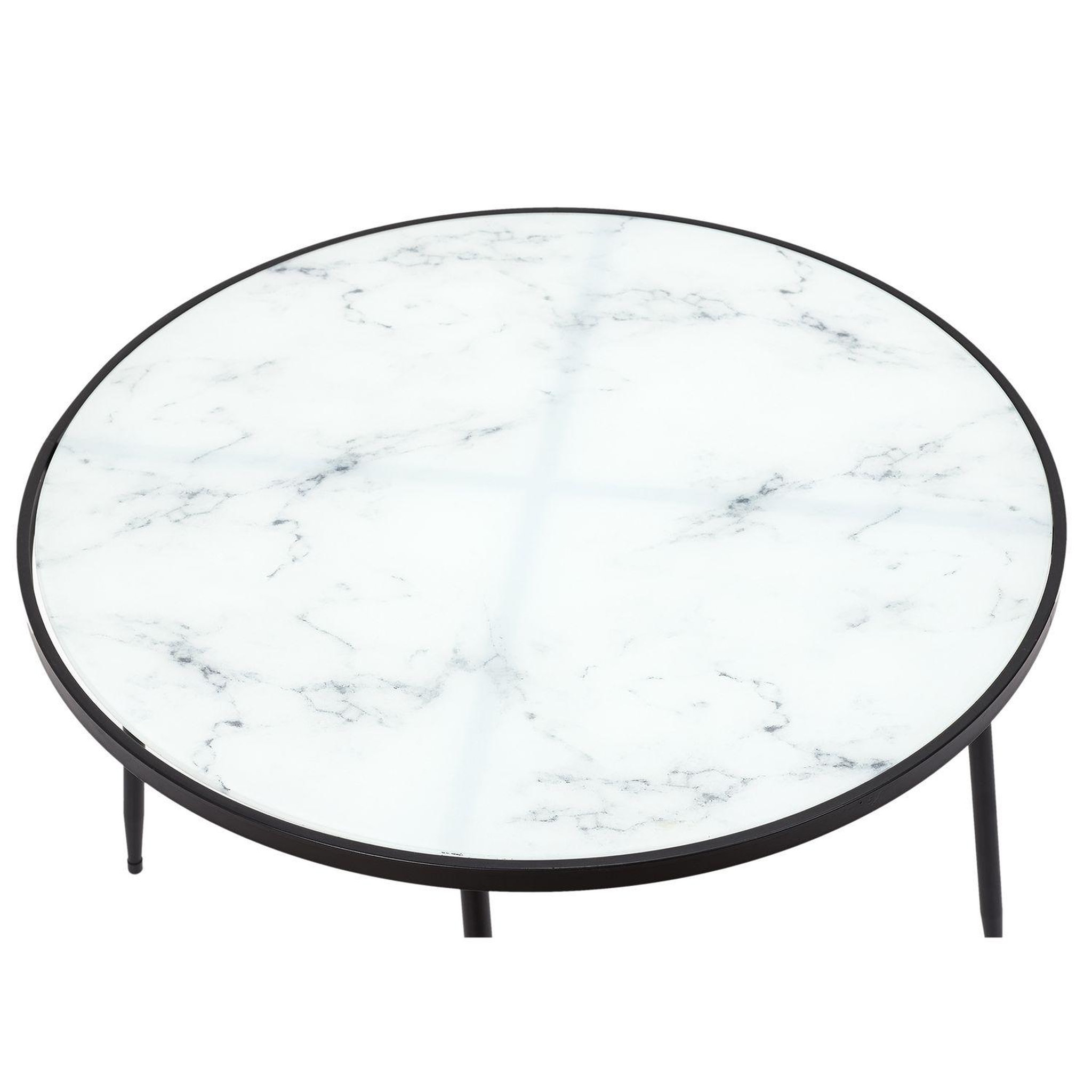 Voir la diapositive 4 : TOILINUX Table basse felicity effet marbre - blanc et noir