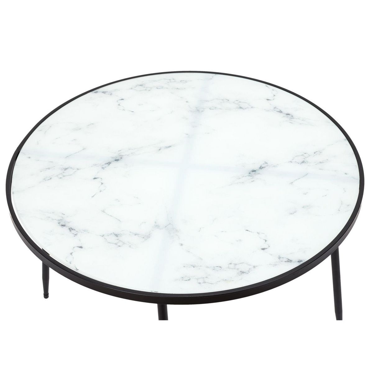 TOILINUX Table basse Felicity effet marbre - Blanc et noir