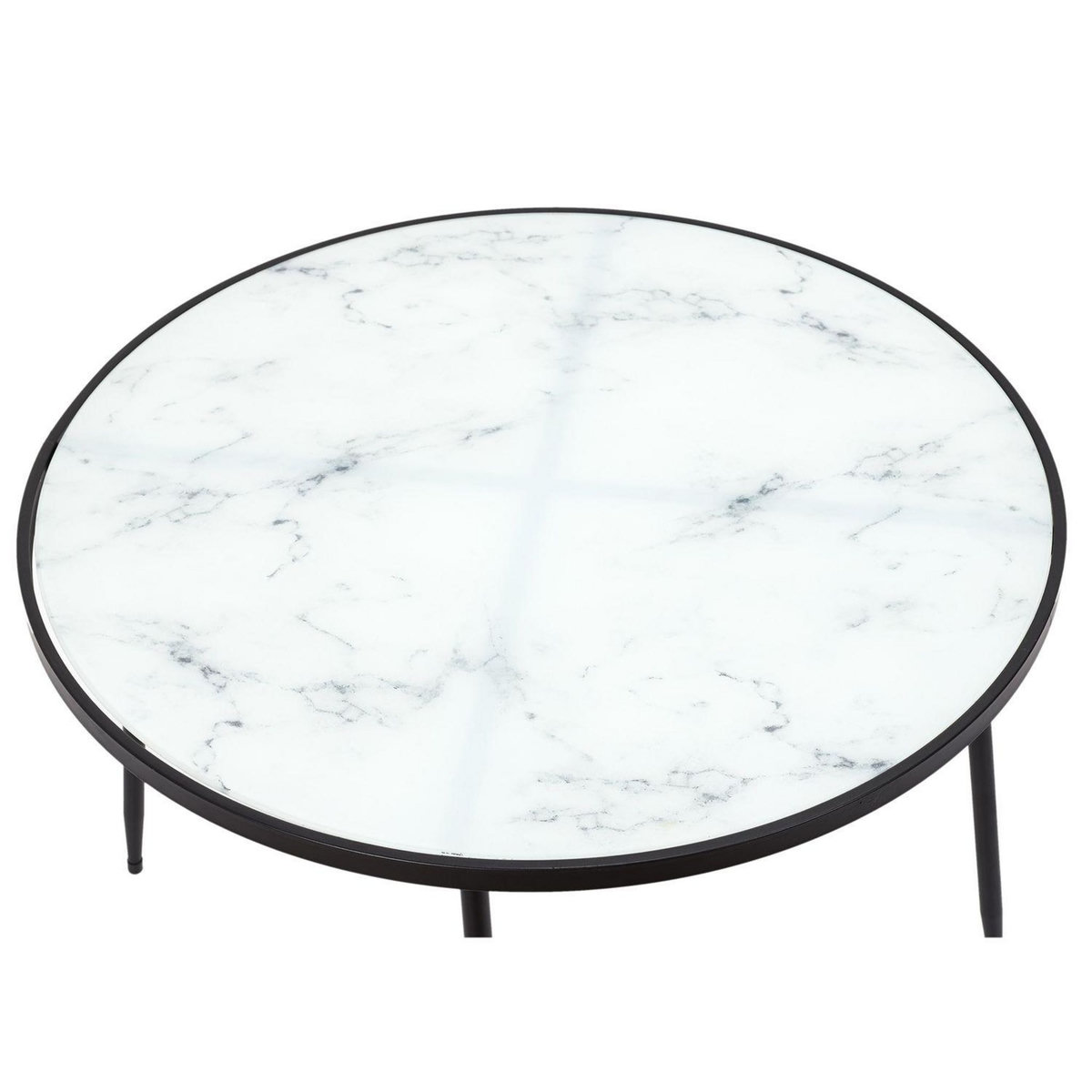 TOILINUX Table basse Felicity effet marbre - Blanc et noir