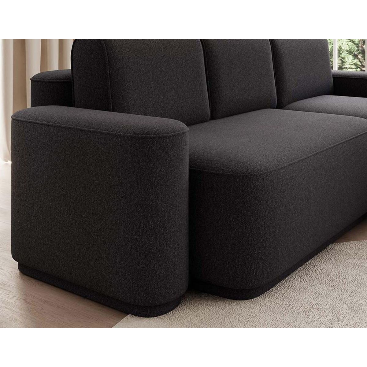 BEST MOBILIER Sam - canapé d'angle droit 4 places convertible avec coffre en tissu