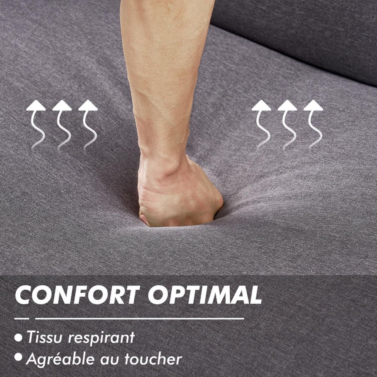 CONCEPT USINE Canapé convertible 3 places tissu gris DUBLIN