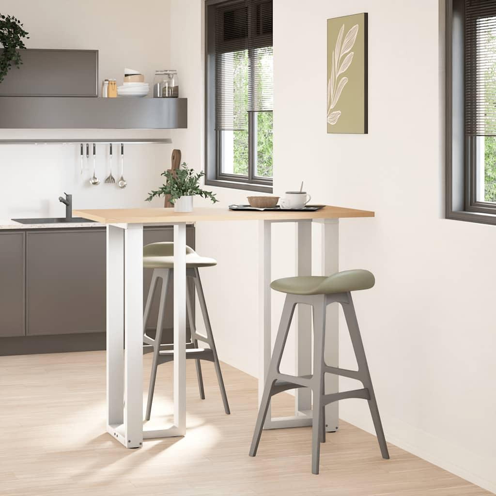Voir la diapositive 2 : VIDAXL Pieds de table de bar forme de T 2 pcs blanc 40x35x(110-111) cm