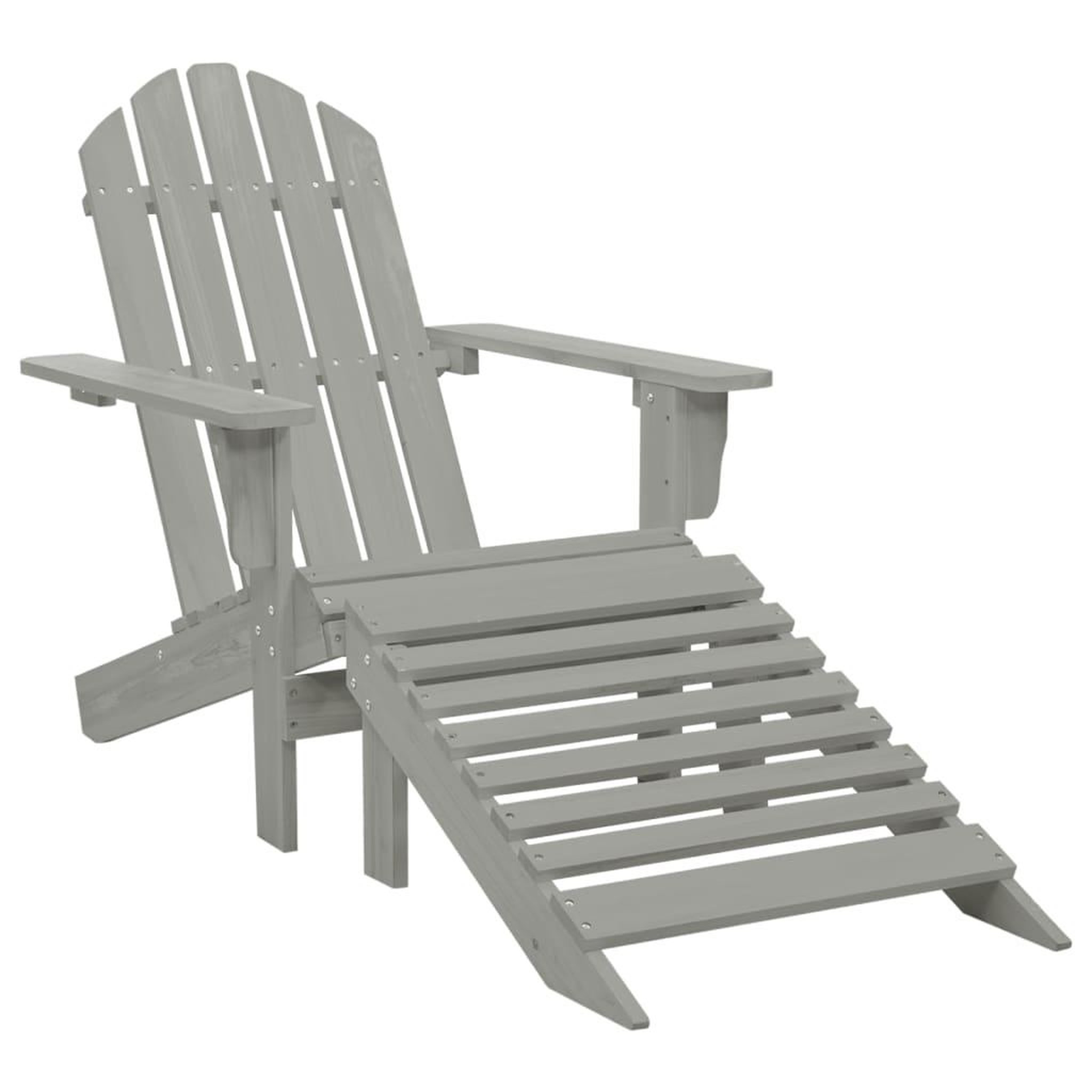Voir la diapositive 5 : VIDAXL Chaise de jardin Adirondack avec pouf et table Sapin Gris