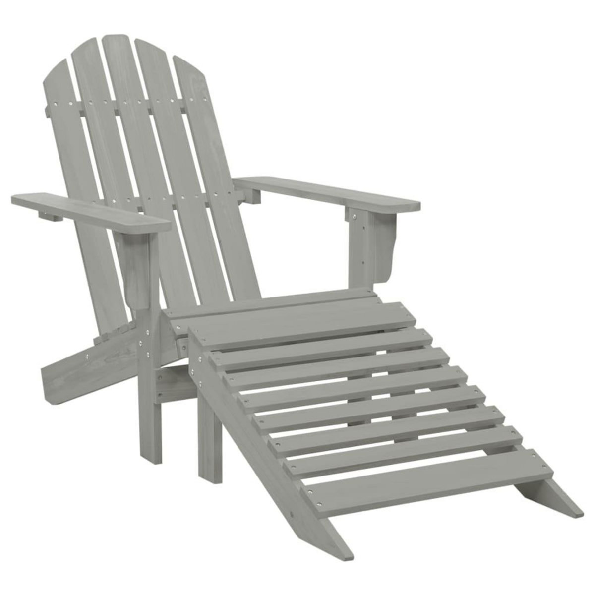 VIDAXL Chaise de jardin Adirondack avec pouf et table Sapin Gris