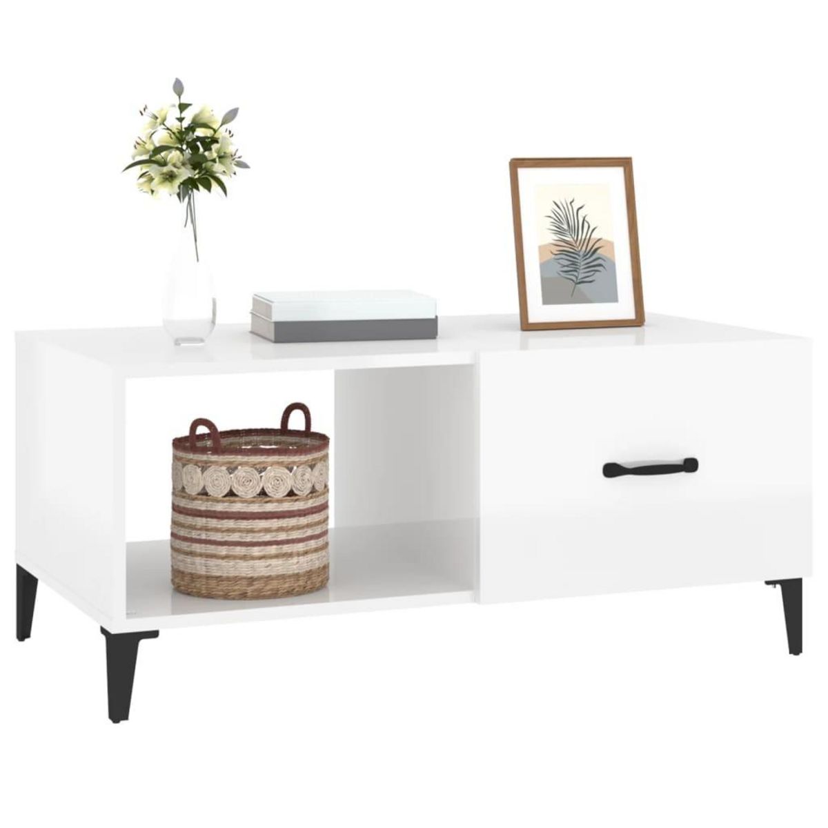VIDAXL Table basse Blanc brillant 90x50x40 cm Bois d'ingenierie