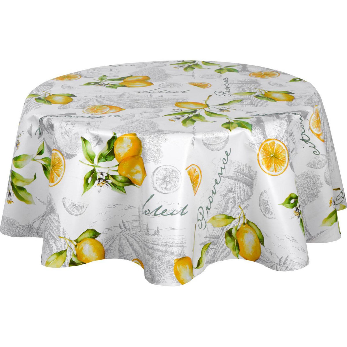 HABITABLE Nappe en toile cirée ronde motifs citron CITE - Diam. 150 cm