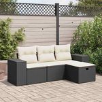 VIDAXL Salon de jardin 4 pcs avec coussins noir resine tressee