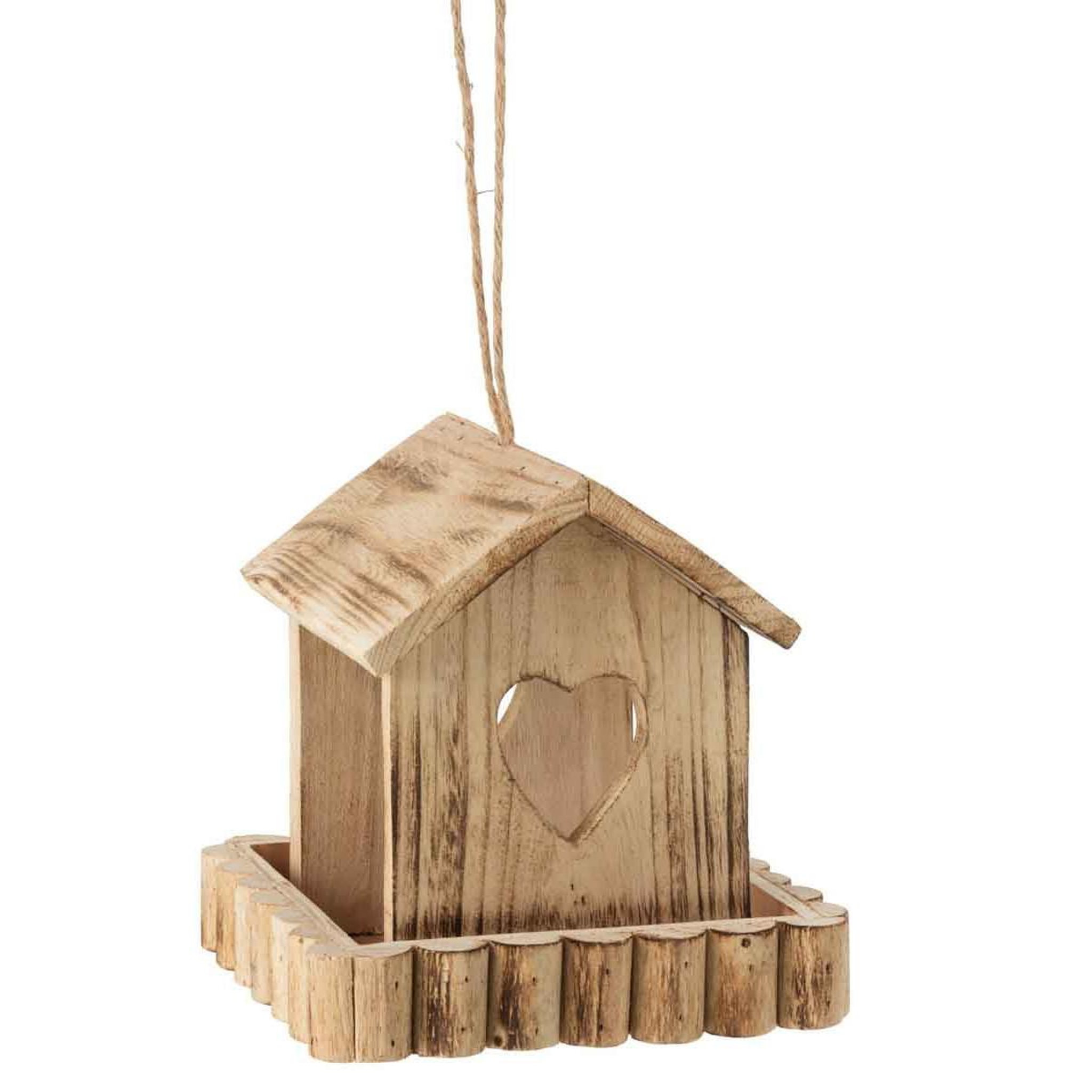 Voir la diapositive 1 : J-LINE Nichoir pour Oiseaux en Bois  Bordure  24cm Naturel