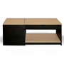 Voir la diapositive 3 : ID MARKET Table basse 2 plateaux relevables rectangulaire EYLA avec coffre bois noir et façon hêtre
