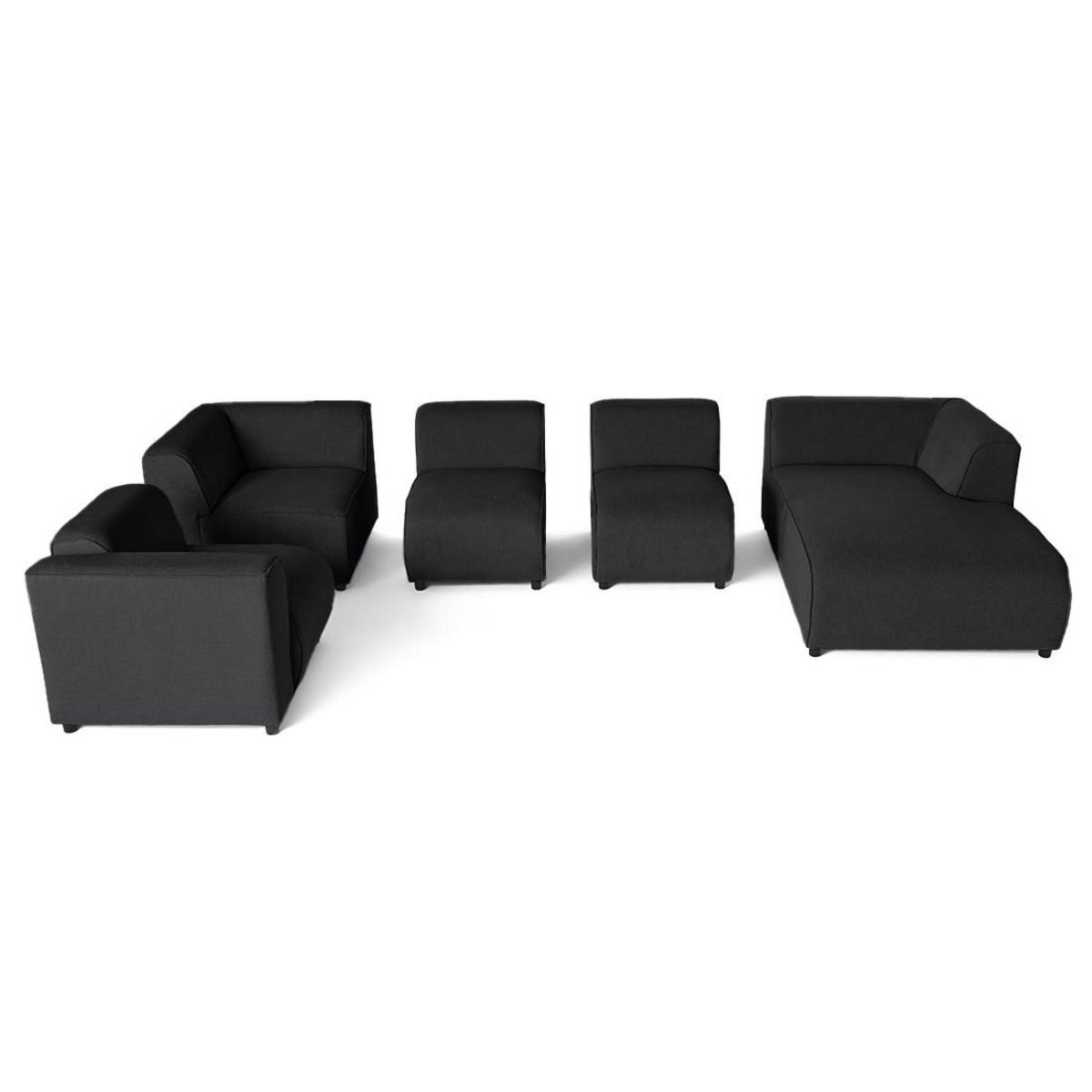 LISA DESIGN Suaro - canapé modulable panoramique d'angle gauche 7 places en tissu texturé