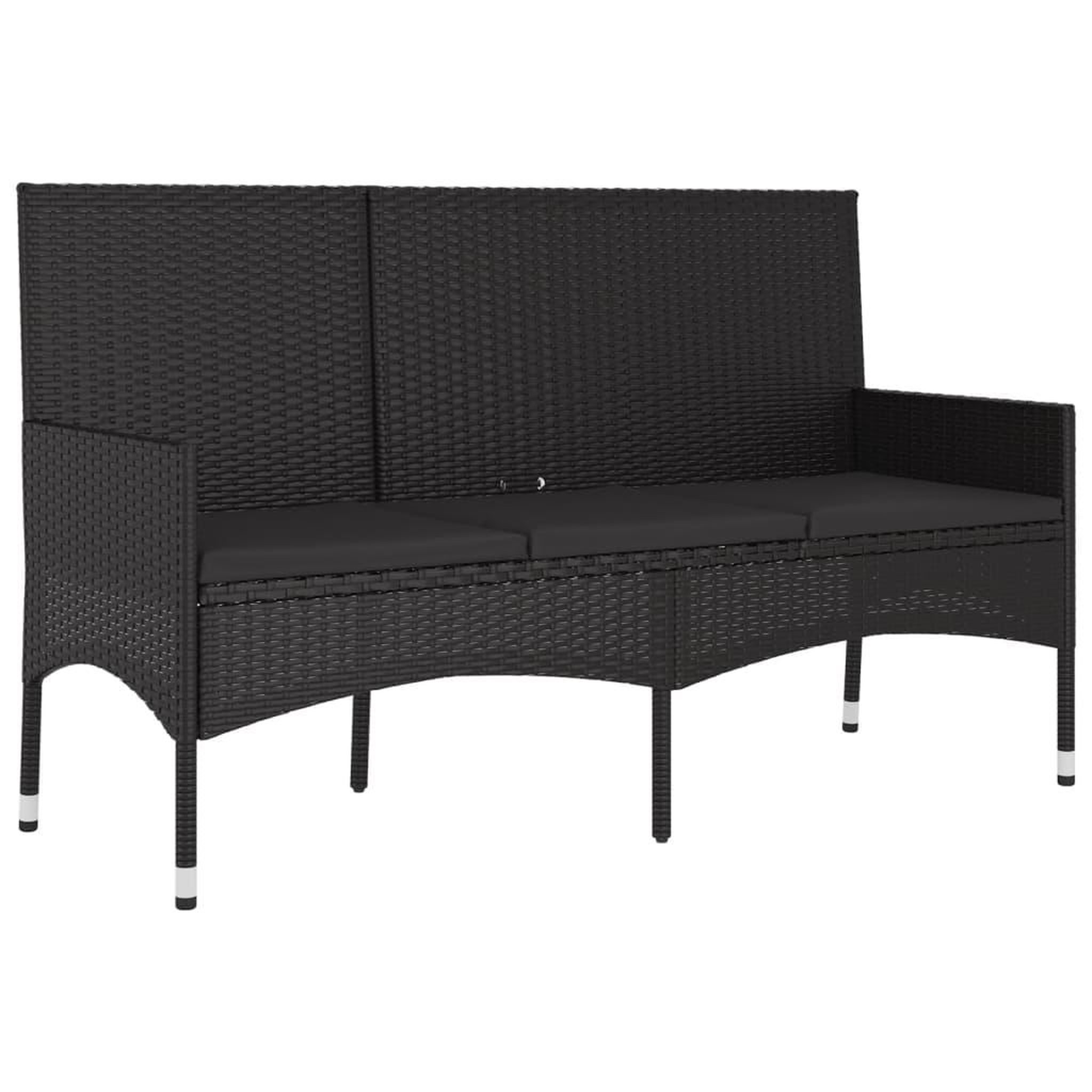 Voir la diapositive 2 : VIDAXL Banc de jardin a 3 places avec coussins Noir Resine tressee