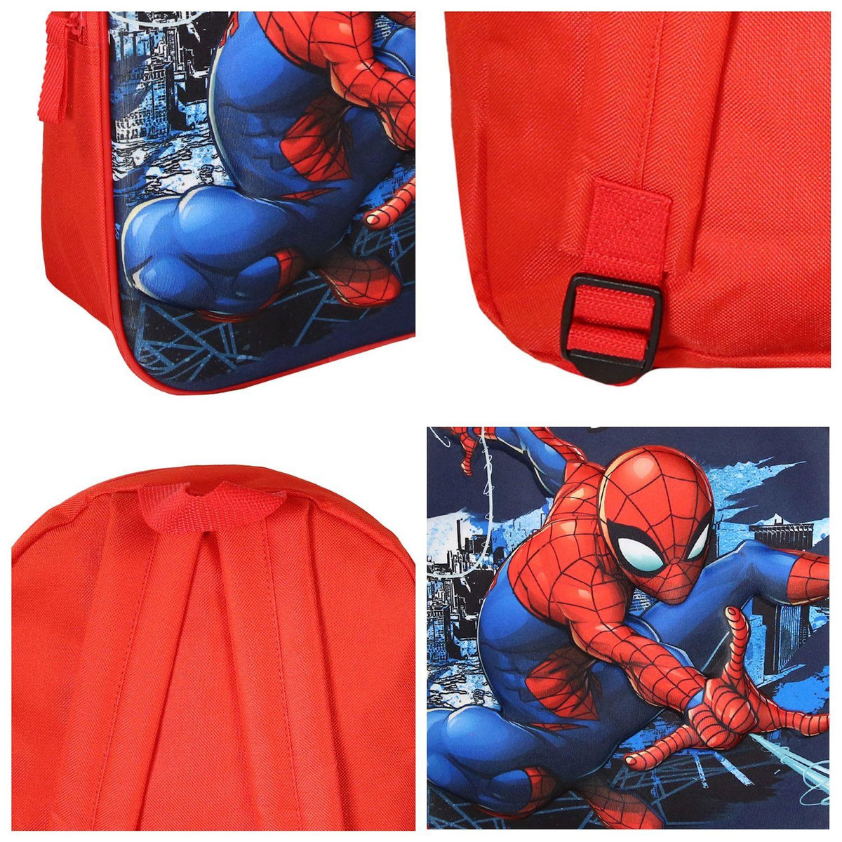 Bagtrotter Bagtrotter - Spiderman - Sac à Dos Scolaire Goûter 31 cm - Marine - 1 compartiment zippé - Bretelles Matelassées - Face 3D - 25x11x32 cm - Matière Polyester - Sac à Dos Scolaire Maternelle