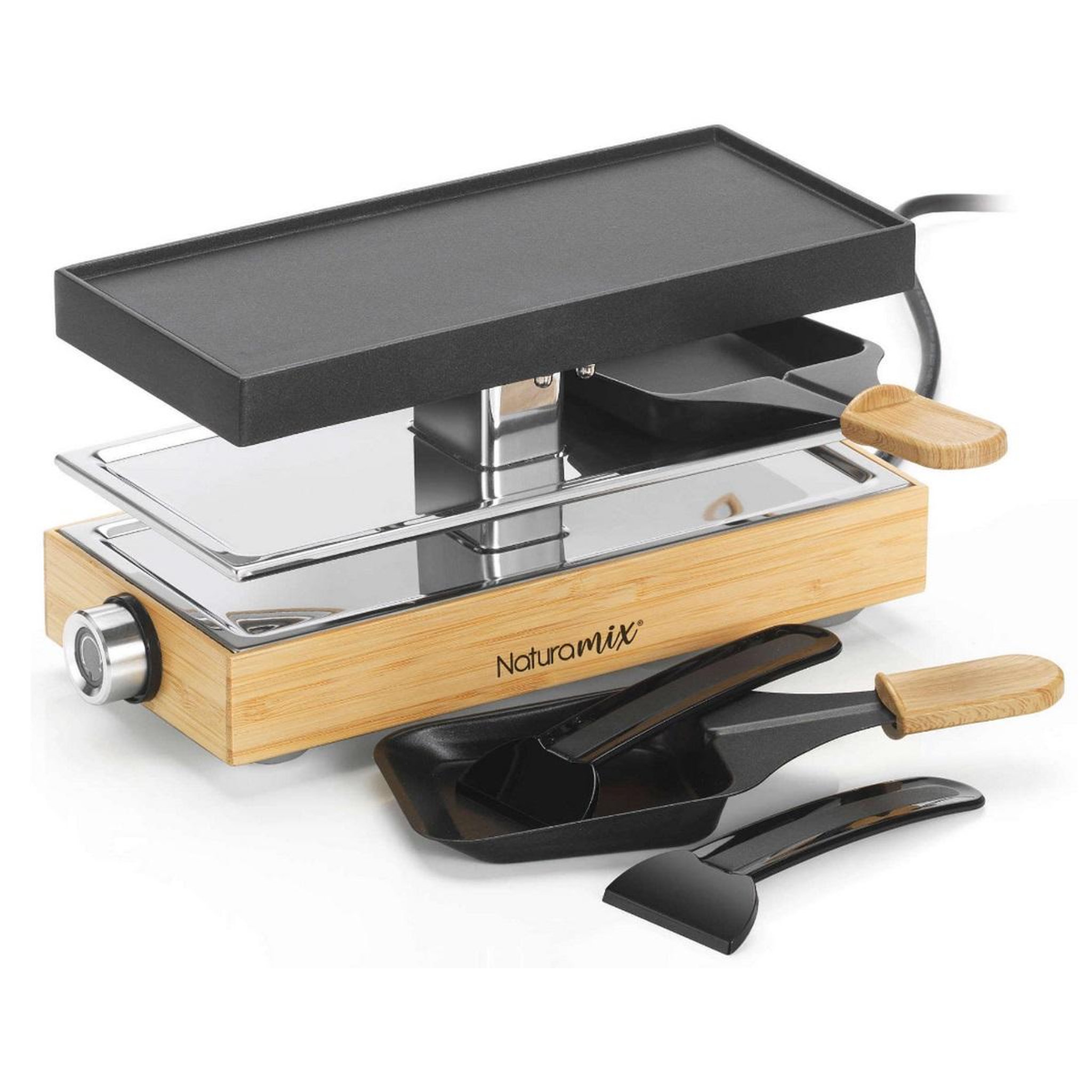 NATURAMIX Appareil à raclette 2 personnes 440w bois - rac.wood-2