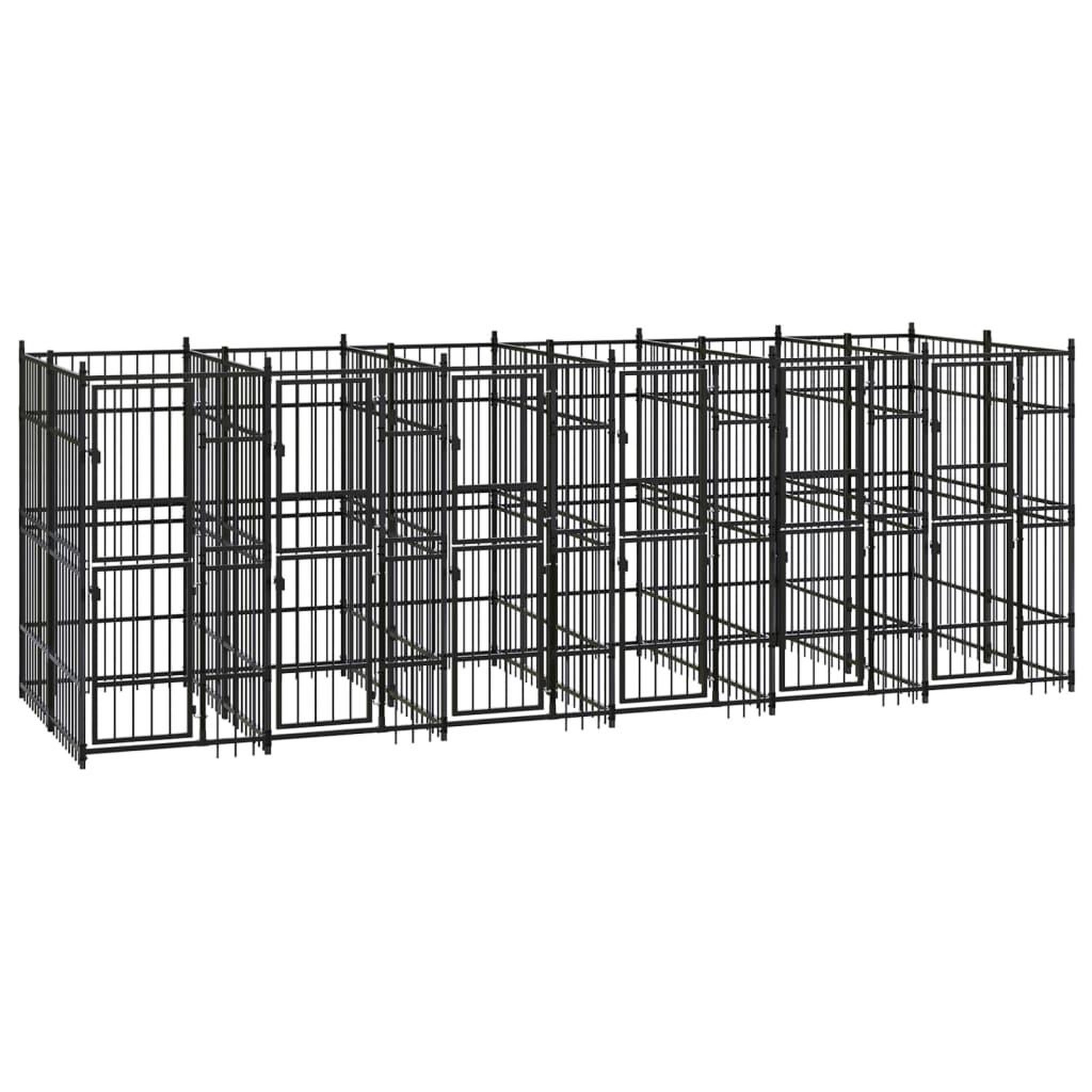 VIDAXL Chenil d'exterieur pour chiens Acier 11,06 m²