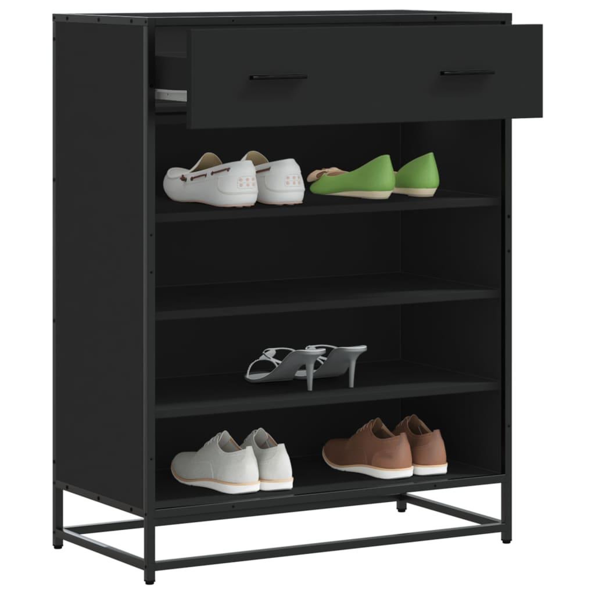 VIDAXL Meuble a chaussures noir 75x38x97,5 cm bois d'ingenierie metal
