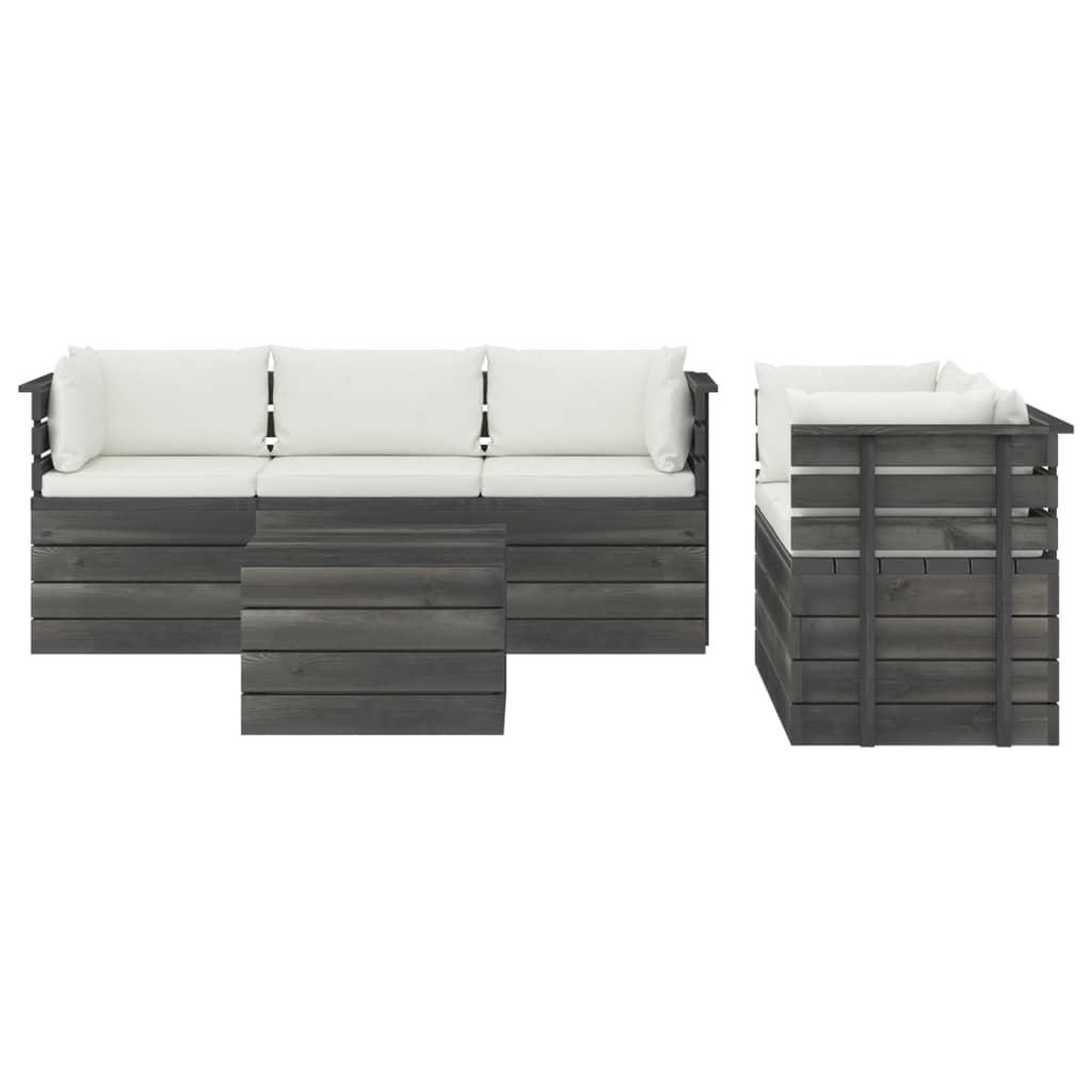Voir la diapositive 3 : VIDAXL Salon palette de jardin 6 pcs avec coussins Bois de pin massif