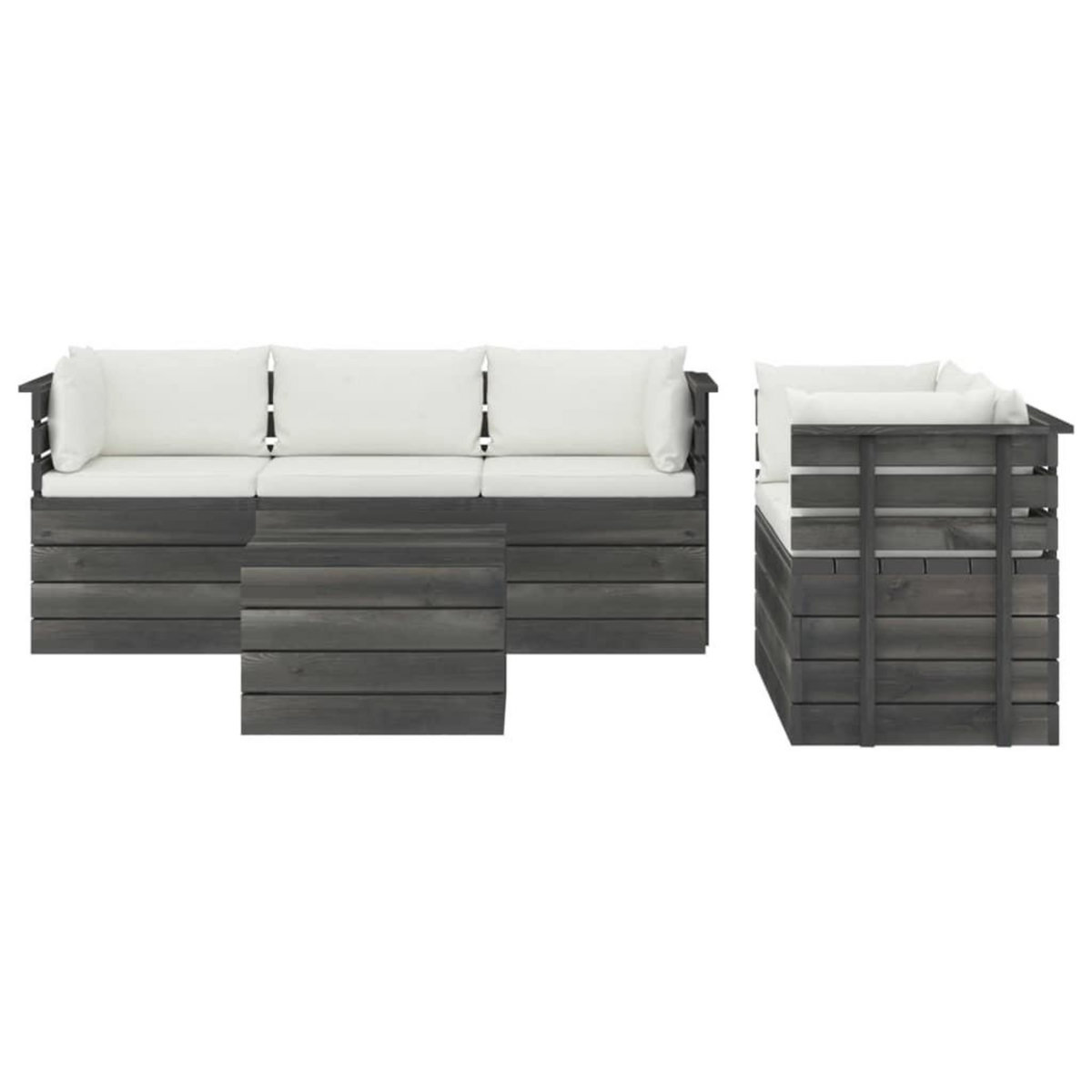 VIDAXL Salon palette de jardin 6 pcs avec coussins Bois de pin massif