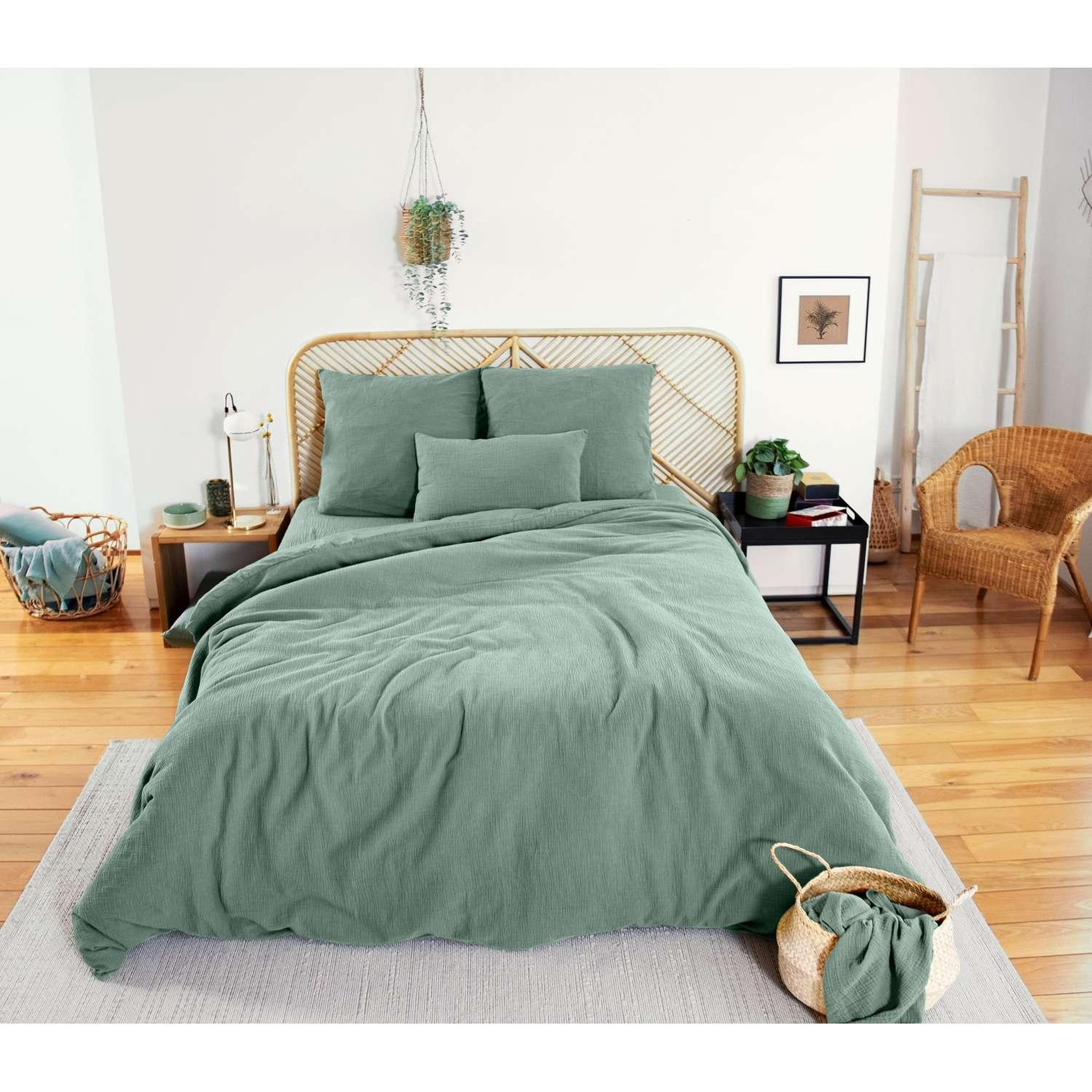 Voir la diapositive 2 : COTE DECO Parure de lit - double gaze de coton